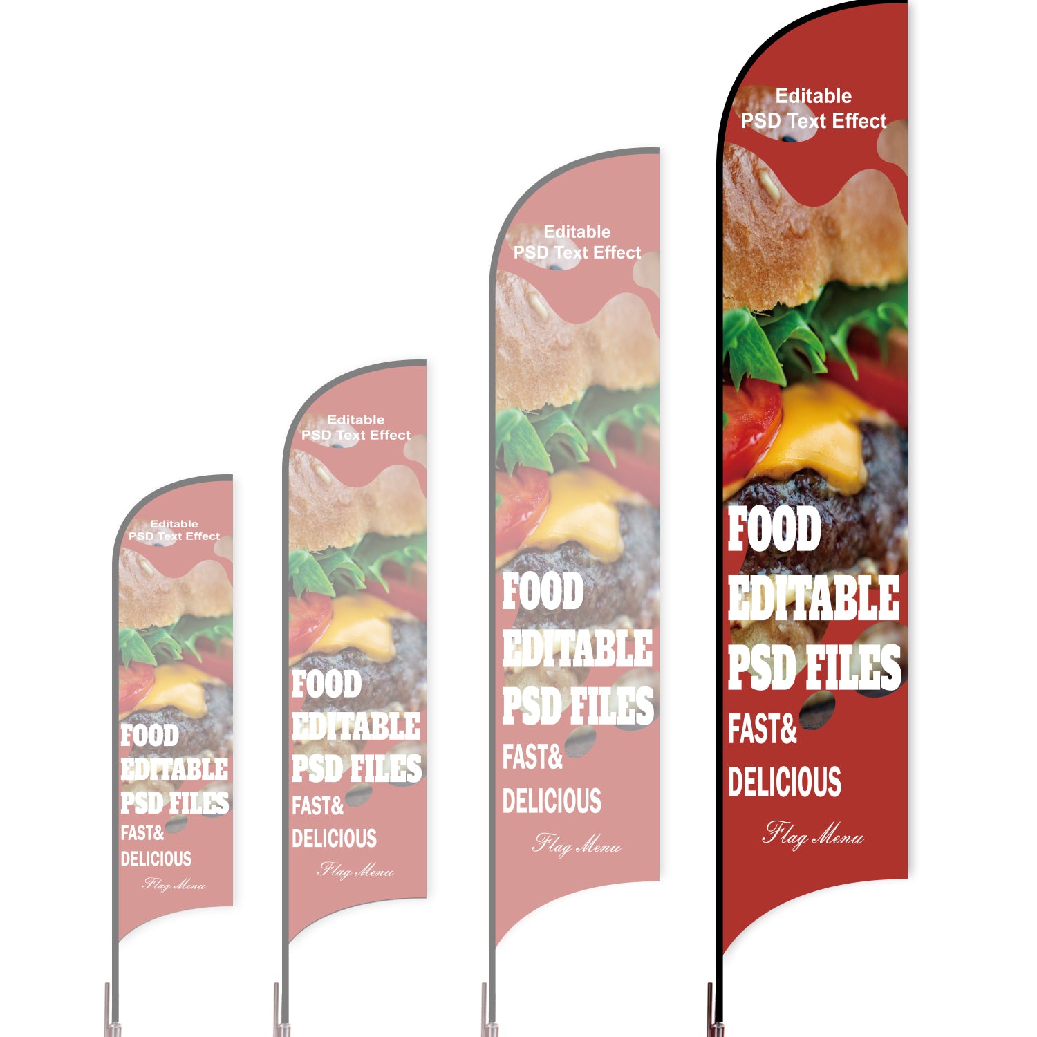 Sharkfin Flag - Doule Sided - Fastfood-XL-Red A-Flag Menu