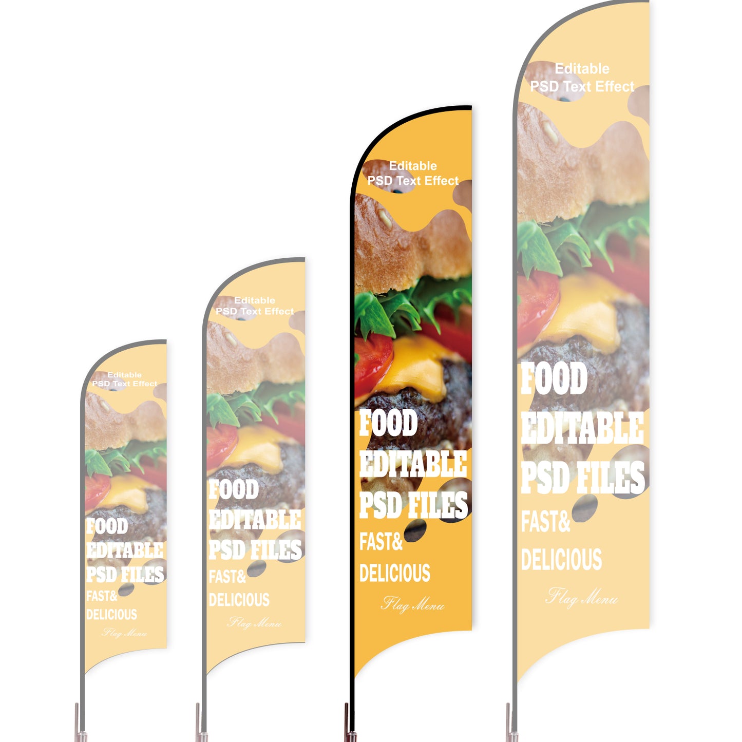 Sharkfin Flag - Doule Sided - Fastfood-L-Yellow-Flag Menu