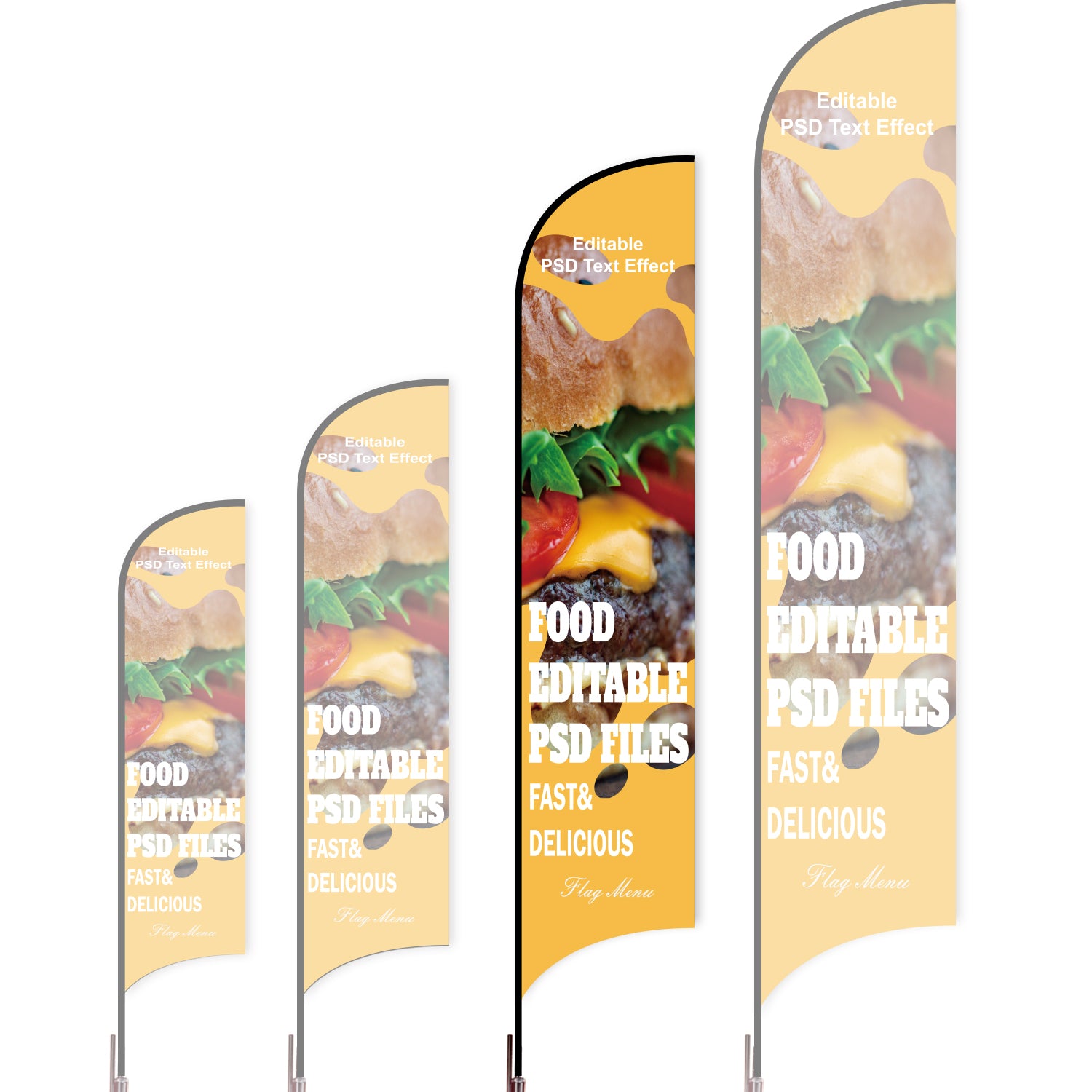 Sharkfin Flag - Doule Sided - Fastfood-L-Yellow-Flag Menu