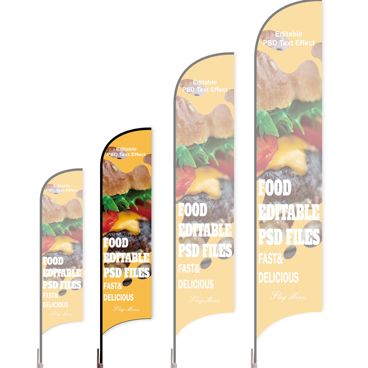 Sharkfin Flag - Doule Sided - Fastfood-M-Yellow-Flag Menu