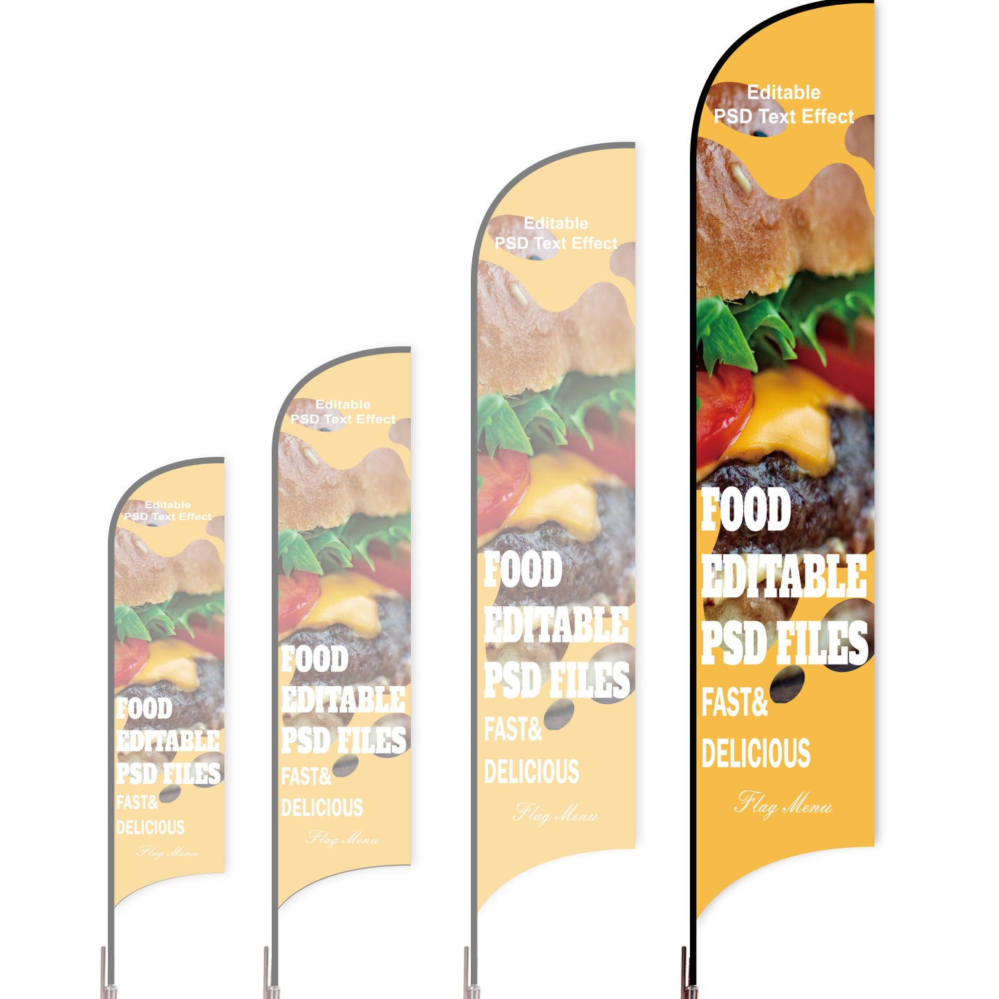 Sharkfin Flag - Doule Sided - Fastfood-XL-Yellow-Flag Menu