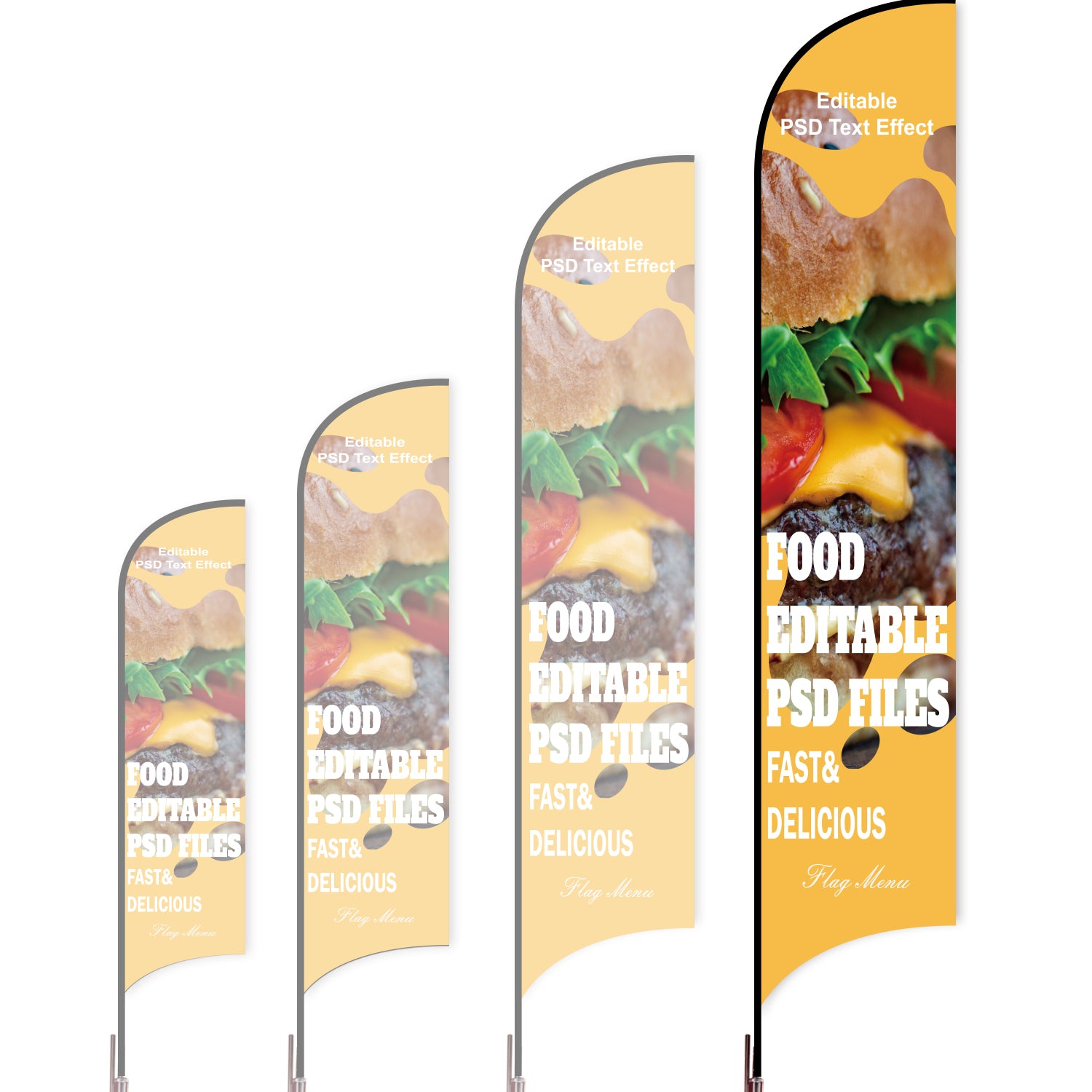 Sharkfin Flag - Doule Sided - Fastfood-XL-Yellow-Flag Menu