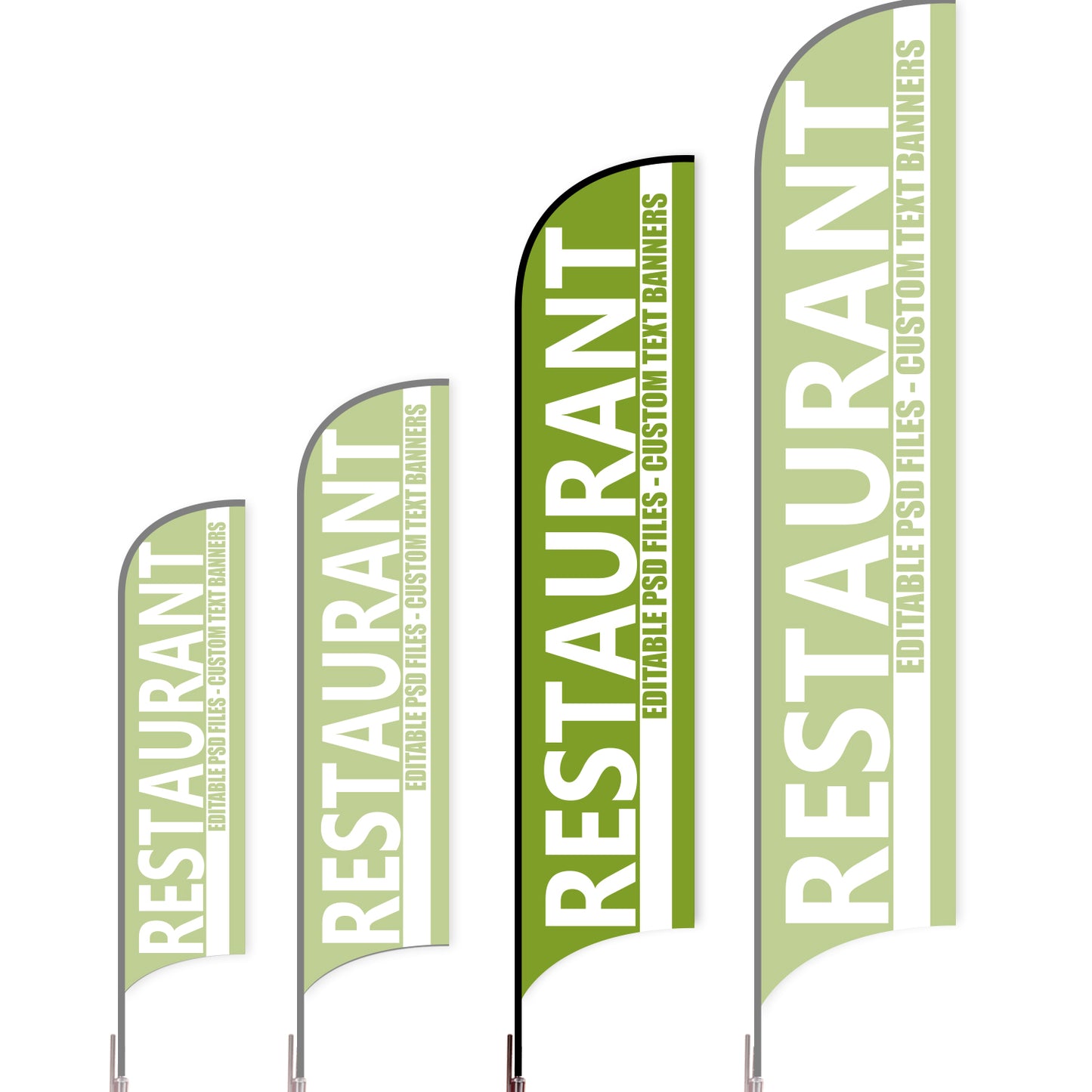 Sharkfin Flag - Doule Sided - Burgers-L(Suggestion)-Green-Flag Menu
