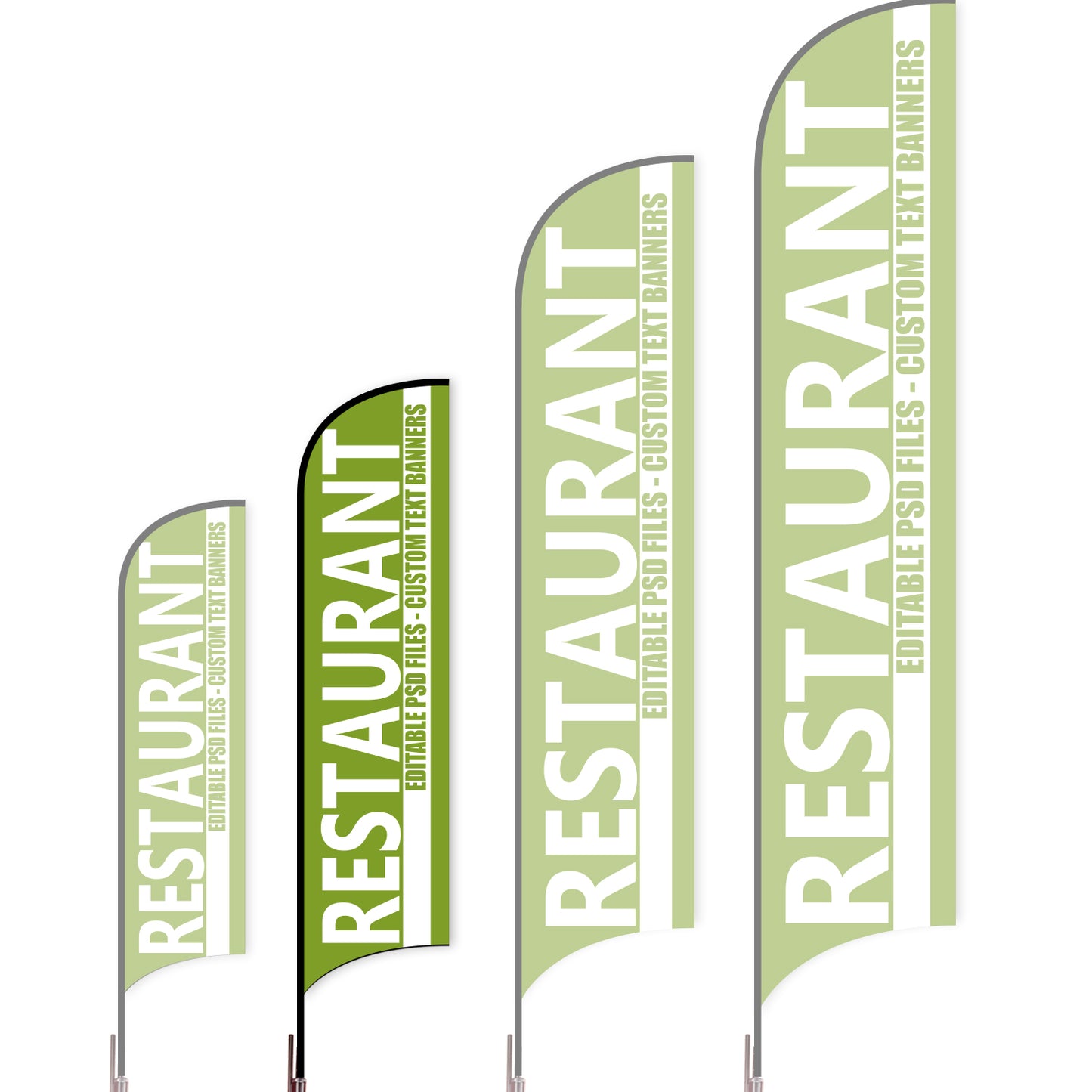 Sharkfin Flag - Doule Sided - Burgers-M-Green-Flag Menu