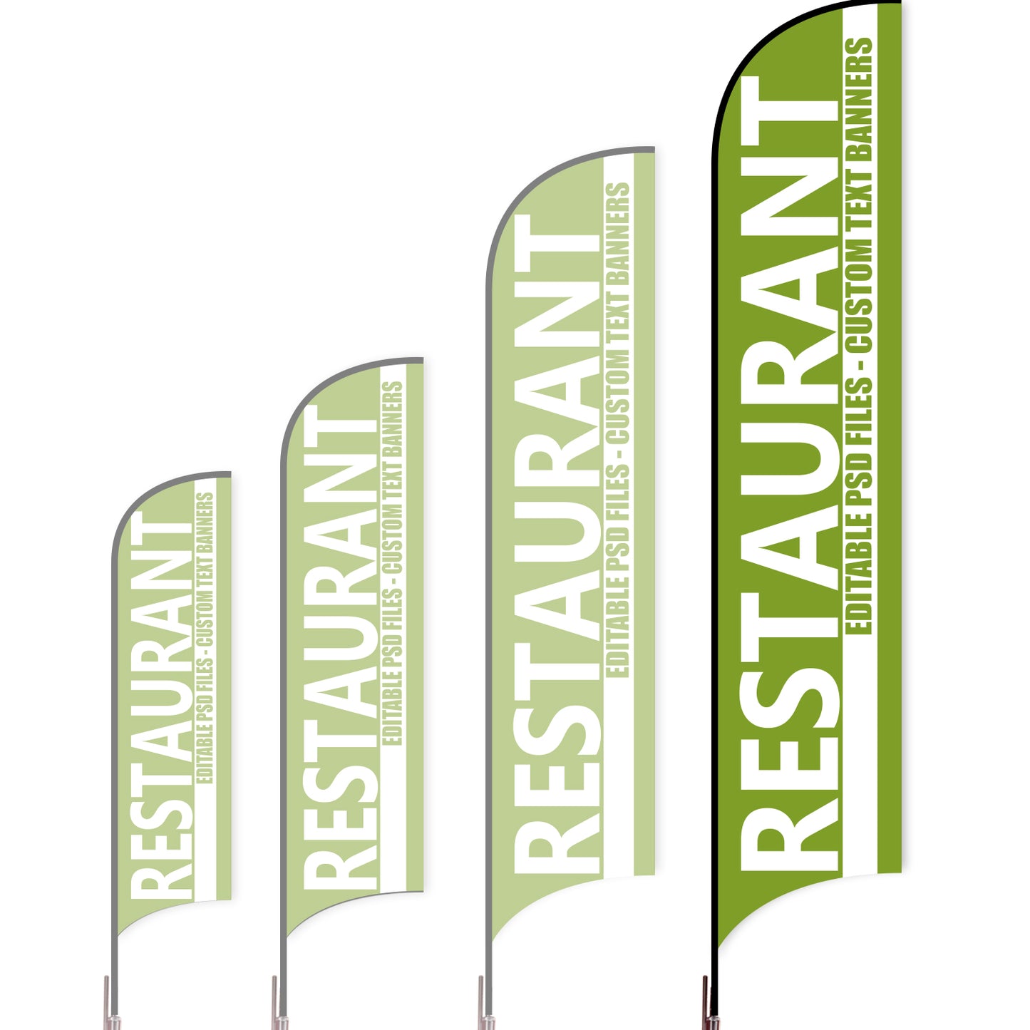 Sharkfin Flag - Doule Sided - Burgers-XL-Green-Flag Menu