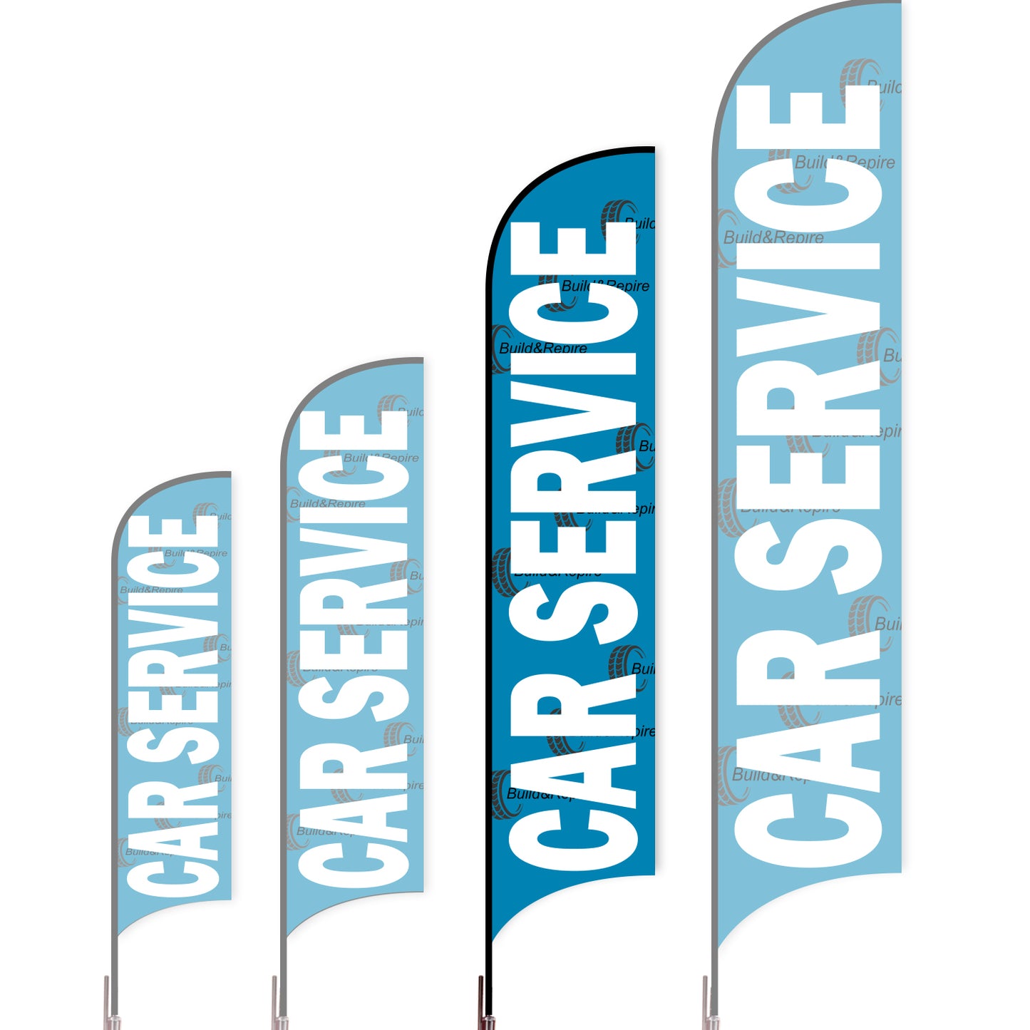 Sharkfin Flag - Doule Sided - Car Service-L(Suggestion)-Blue A-Flag Menu