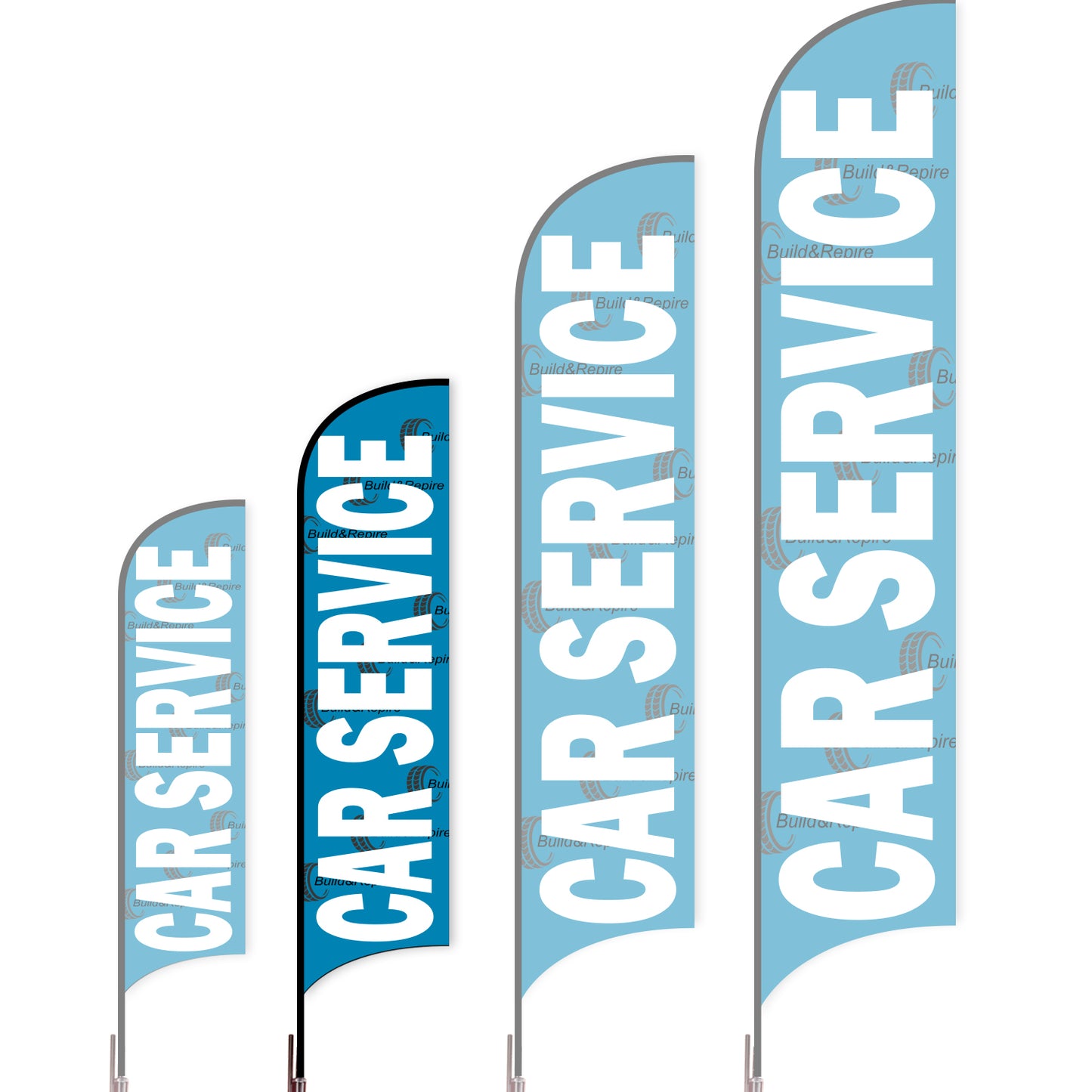 Sharkfin Flag - Doule Sided - Car Service-M-Blue A-Flag Menu