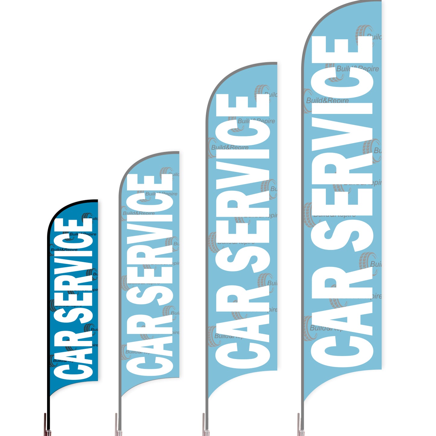 Sharkfin Flag - Doule Sided - Car Service-S-Blue A-Flag Menu