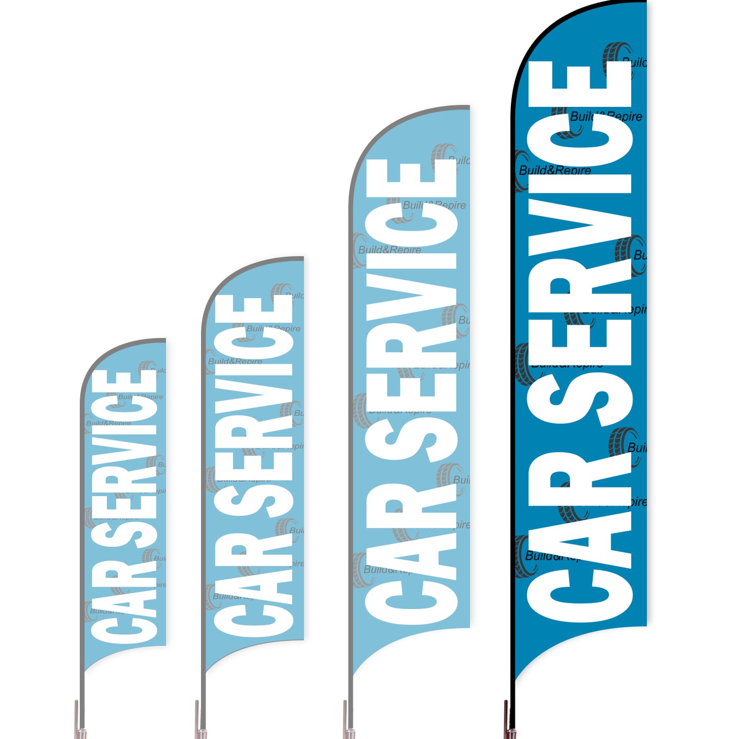 Sharkfin Flag - Doule Sided - Car Service-XL-Blue A-Flag Menu