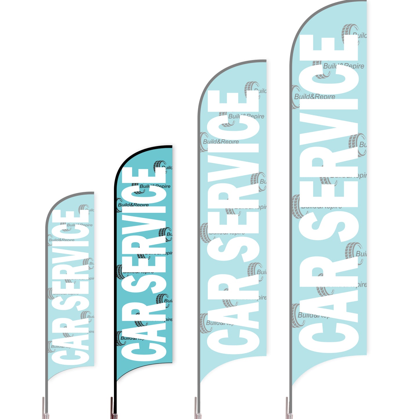 Sharkfin Flag - Doule Sided - Car Service-M-Blue B-Flag Menu