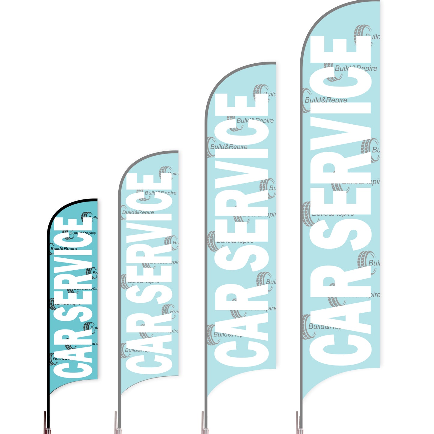 Sharkfin Flag - Doule Sided - Car Service-S-Blue B-Flag Menu