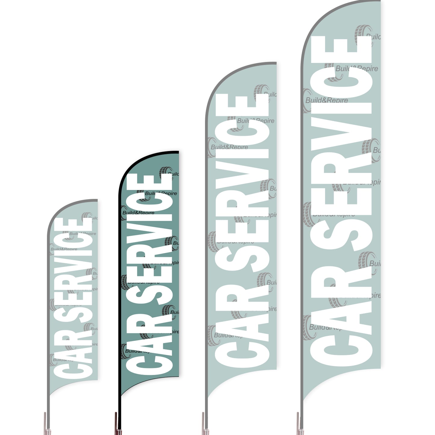 Sharkfin Flag - Doule Sided - Car Service-M-Green A-Flag Menu