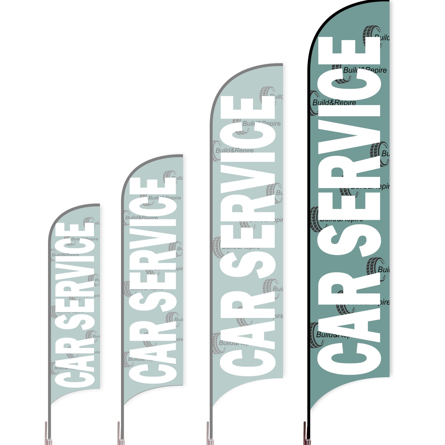 Sharkfin Flag - Doule Sided - Car Service-XL-Green A-Flag Menu
