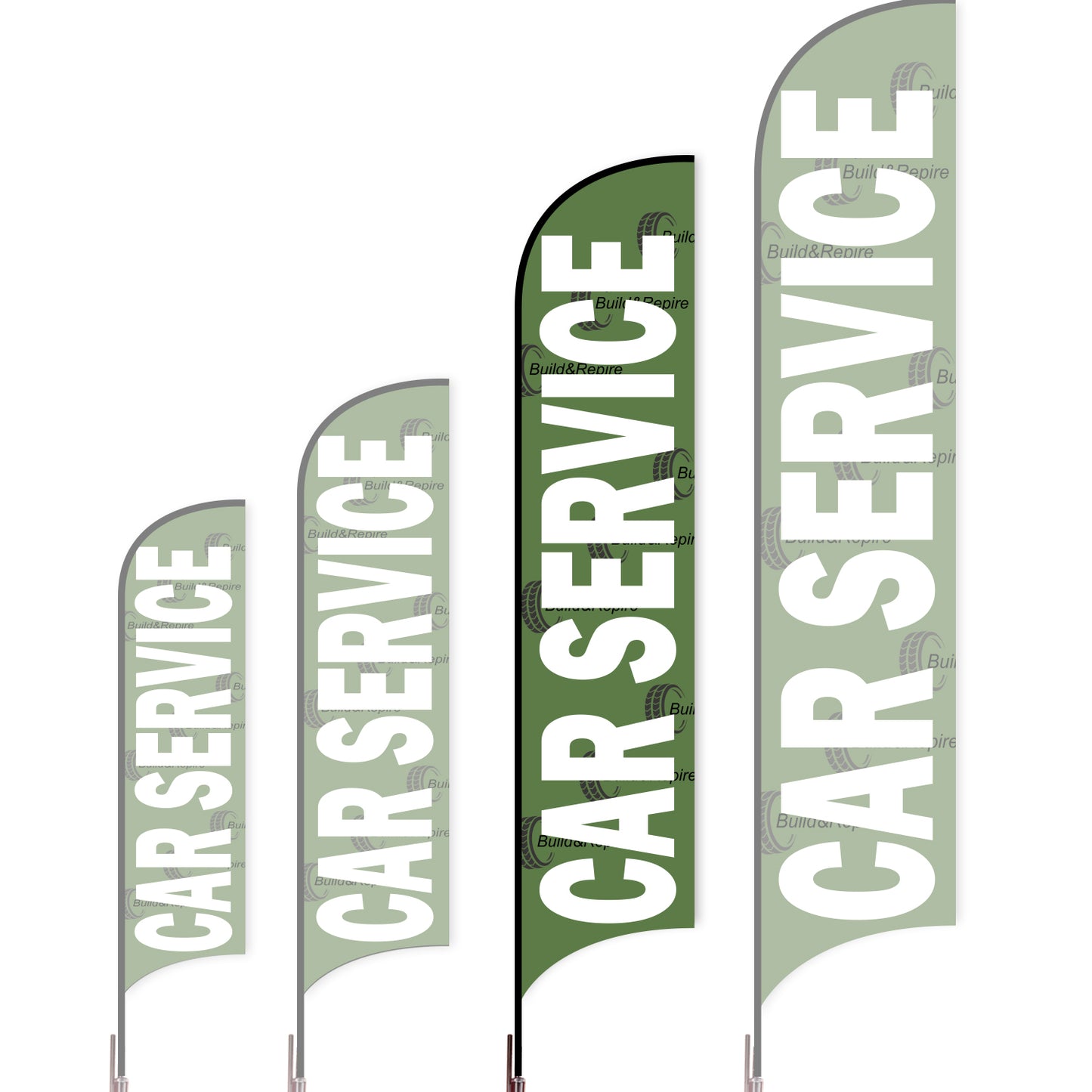 Sharkfin Flag - Doule Sided - Car Service-L(Suggestion)-Green B-Flag Menu