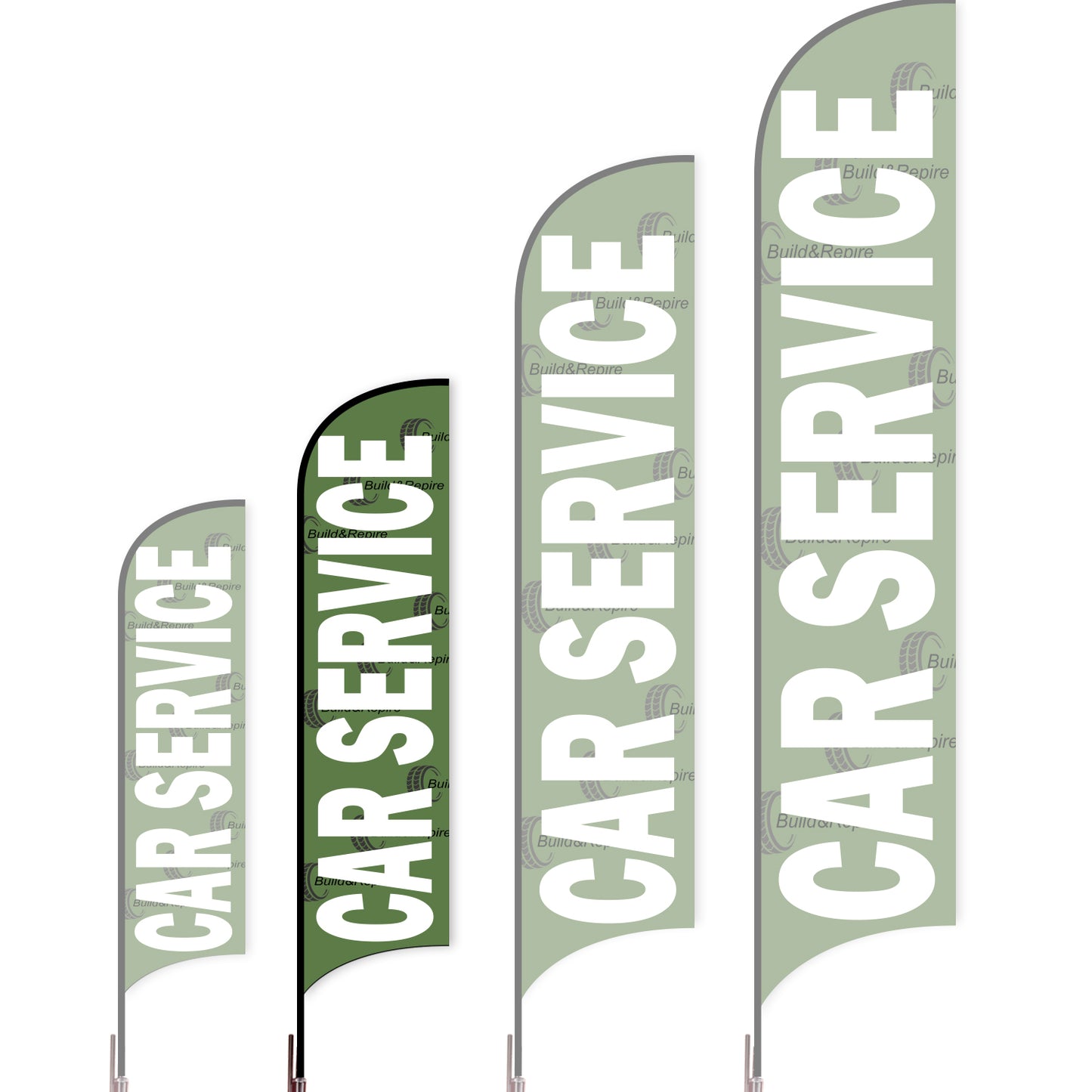 Sharkfin Flag - Doule Sided - Car Service-M-Green B-Flag Menu