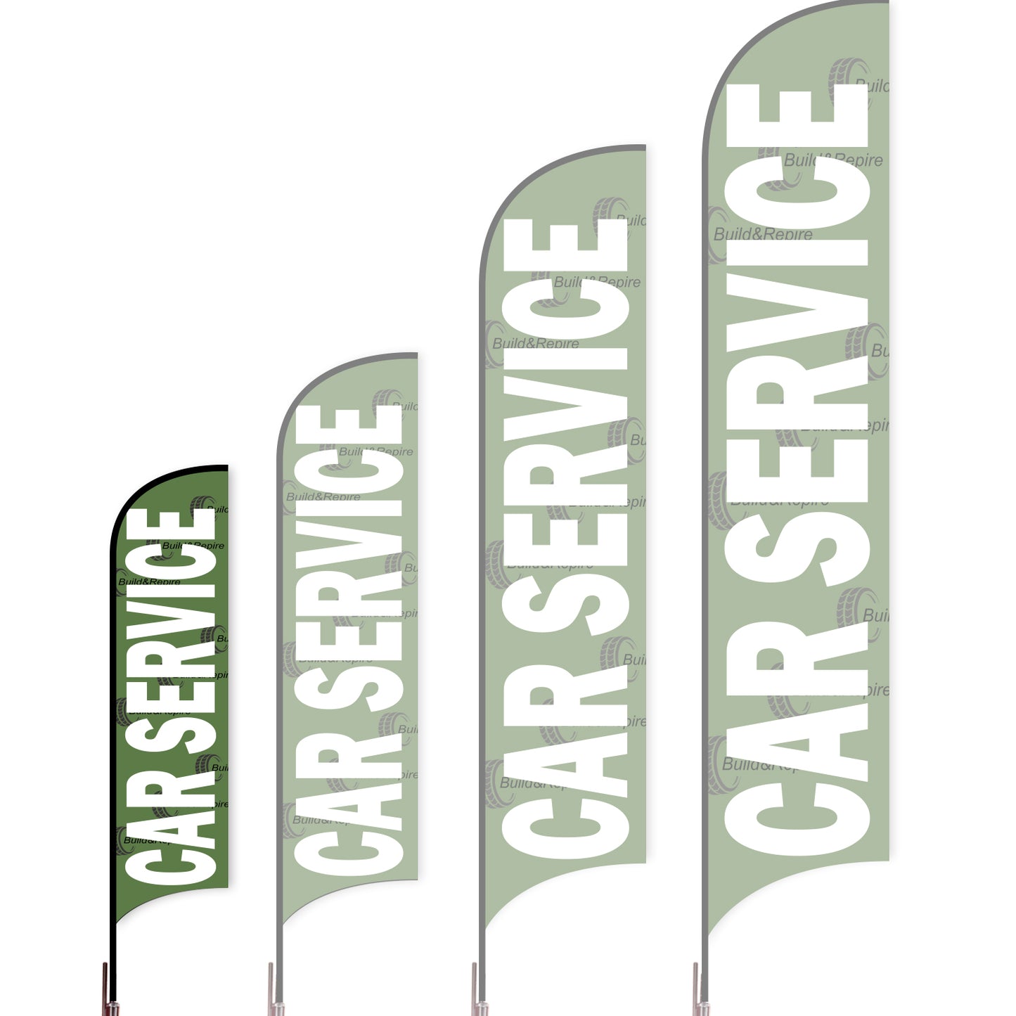 Sharkfin Flag - Doule Sided - Car Service-S-Green B-Flag Menu