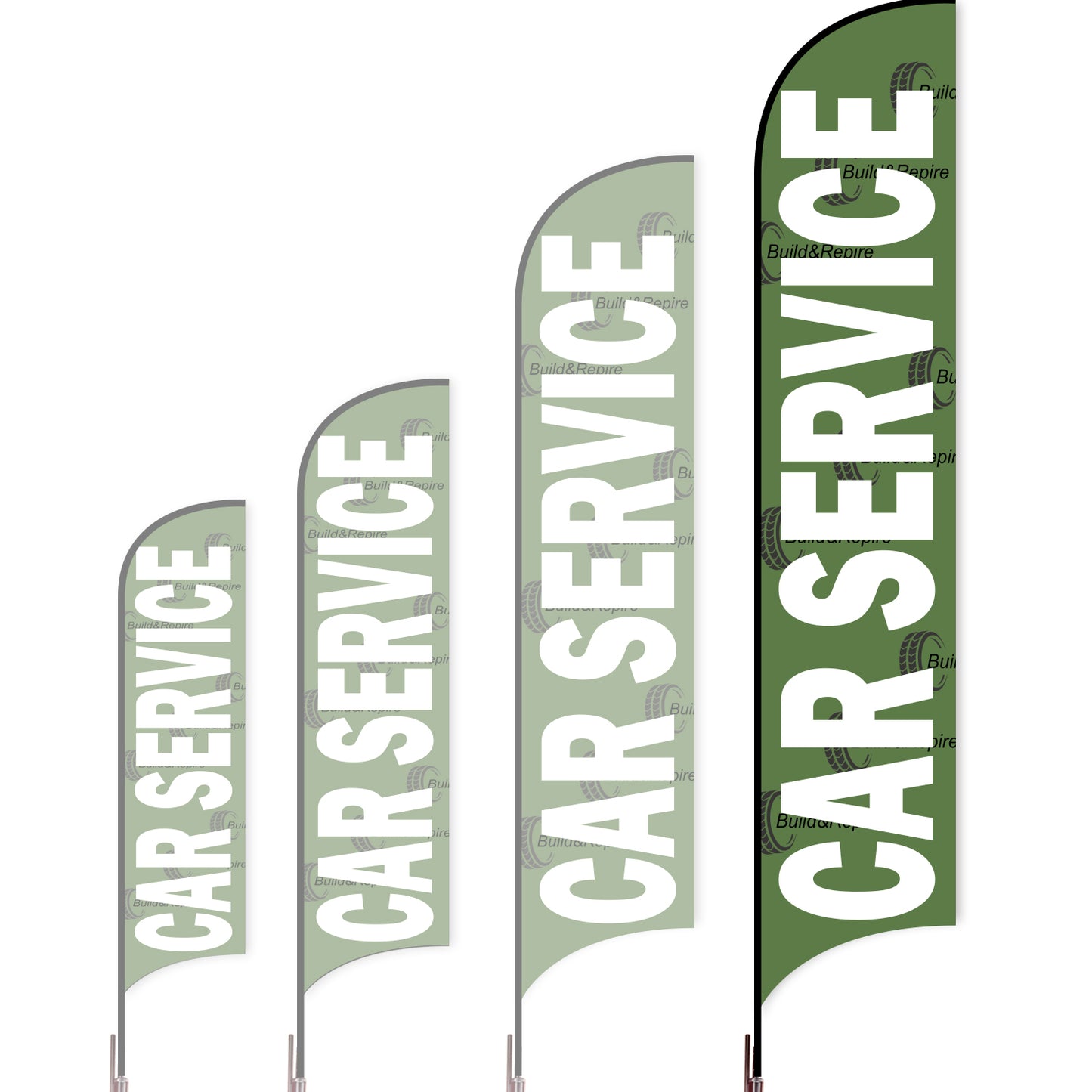 Sharkfin Flag - Doule Sided - Car Service-XL-Green B-Flag Menu