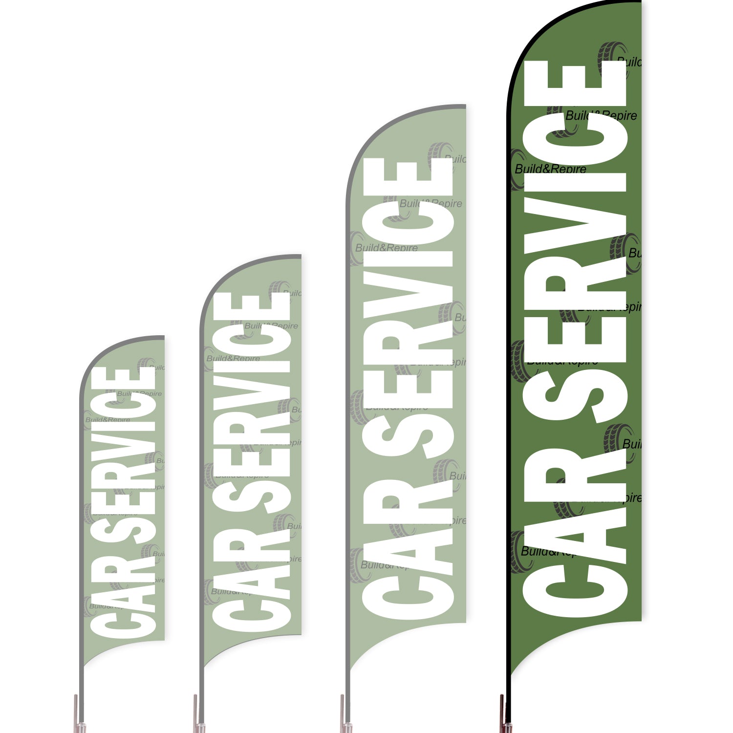 Sharkfin Flag - Doule Sided - Car Service-XL-Green B-Flag Menu
