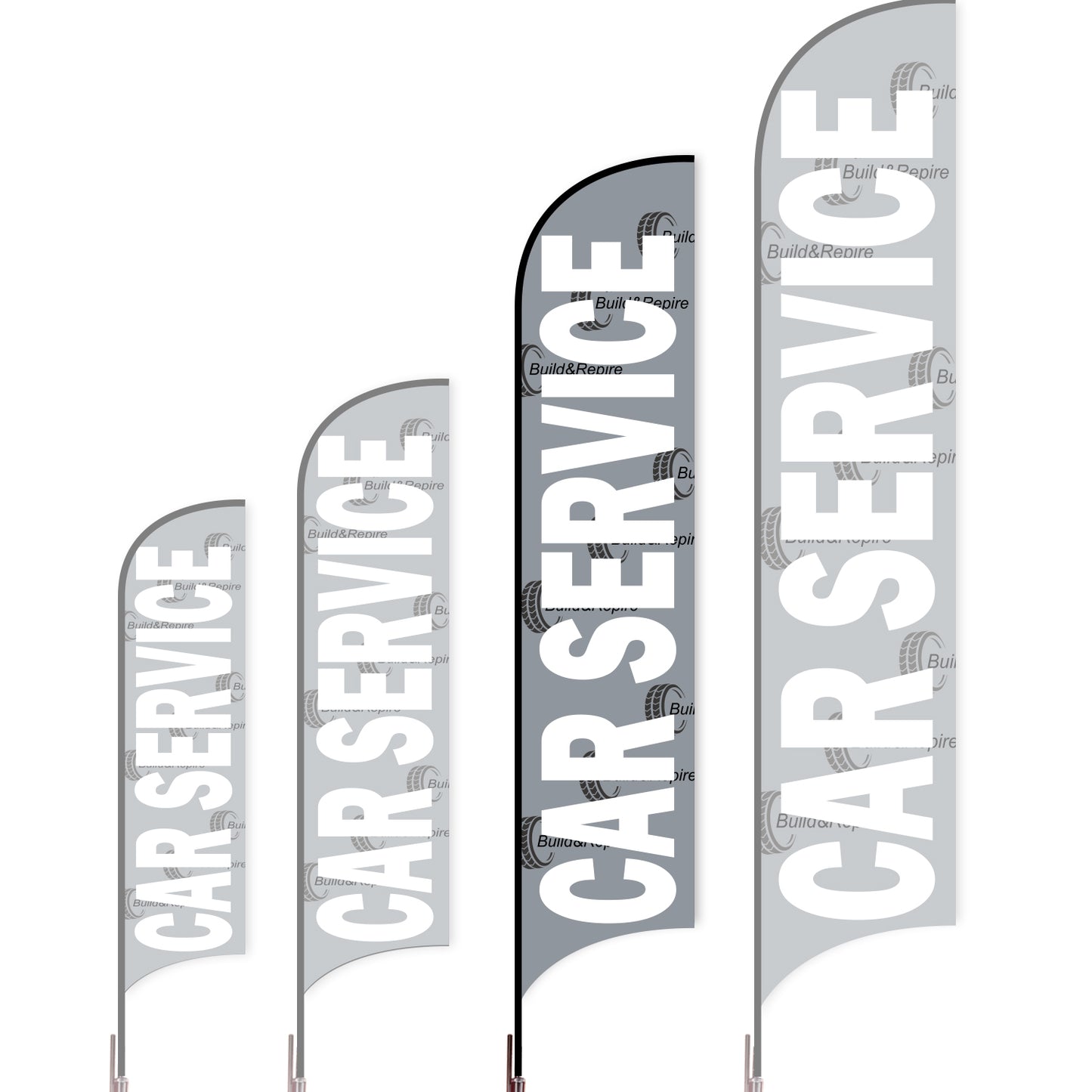 Sharkfin Flag - Doule Sided - Car Service-L(Suggestion)-Grey-Flag Menu