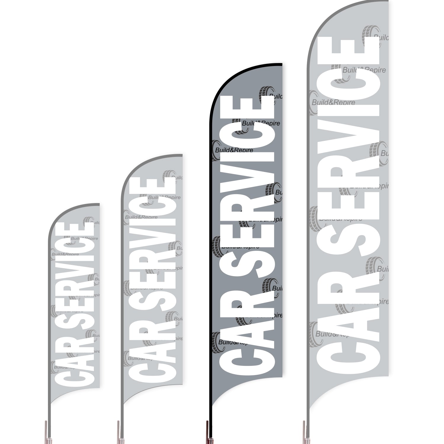 Sharkfin Flag - Doule Sided - Car Service-L(Suggestion)-Grey-Flag Menu