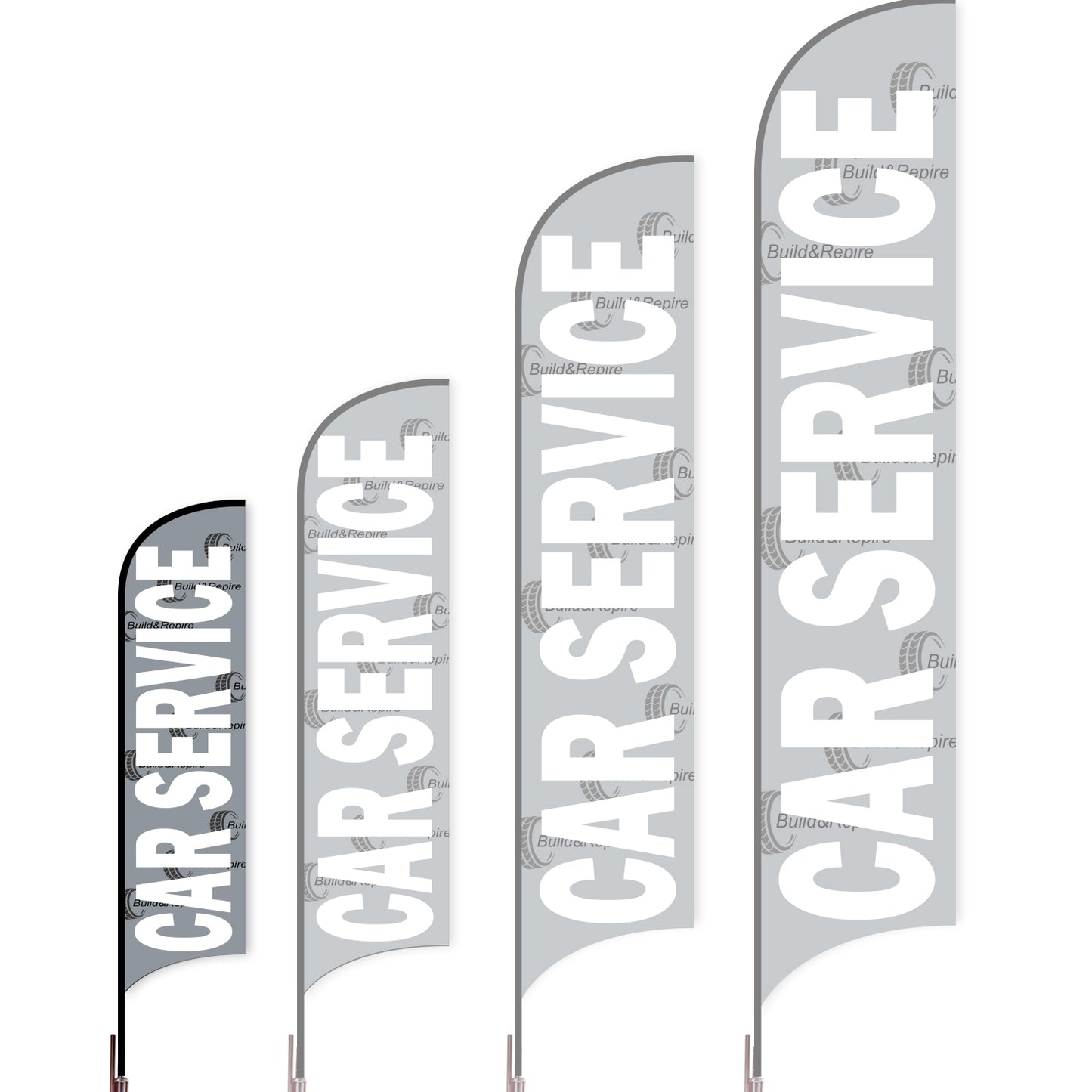 Sharkfin Flag - Doule Sided - Car Service-S-Grey-Flag Menu