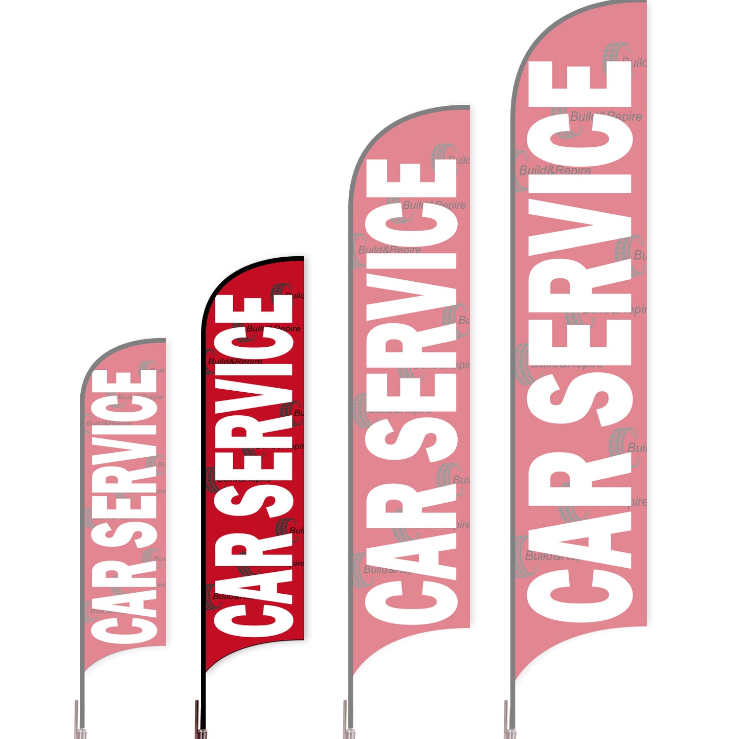 Sharkfin Flag - Doule Sided - Car Service-M-Red A-Flag Menu