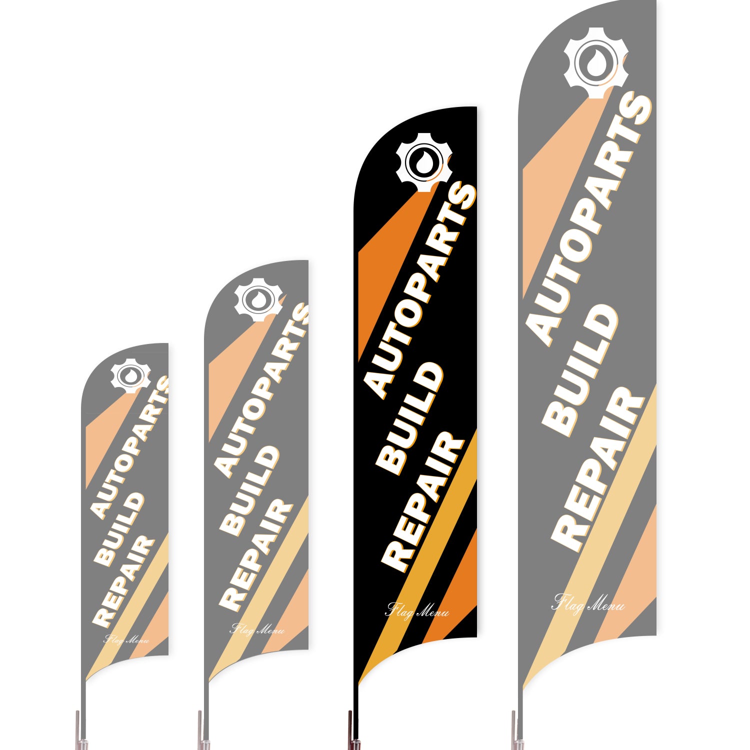 Sharkfin Flag - Doule Sided - Car Service-L(Suggestion)-Black-Flag Menu