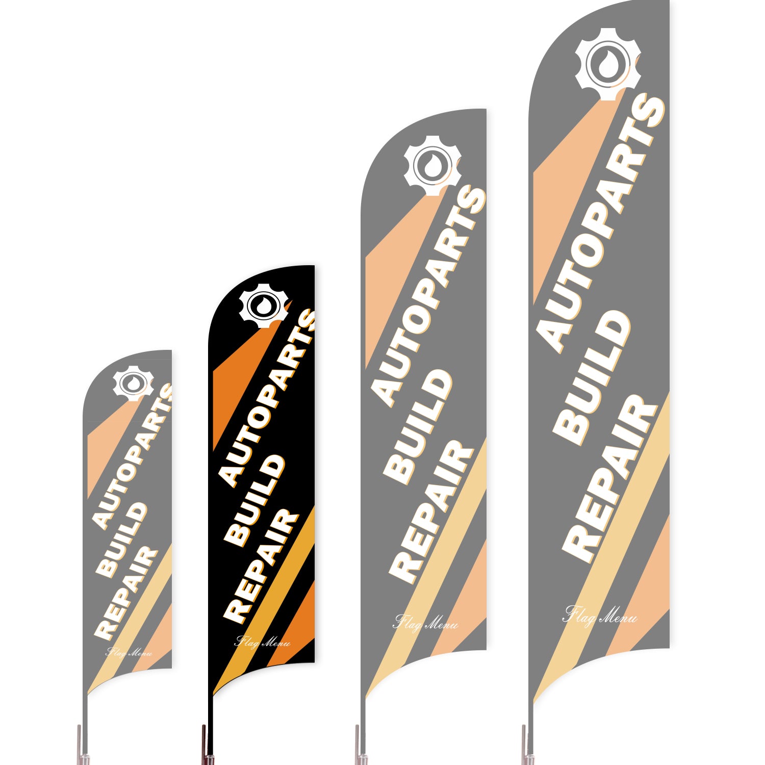 Sharkfin Flag - Doule Sided - Car Service-M-Black-Flag Menu