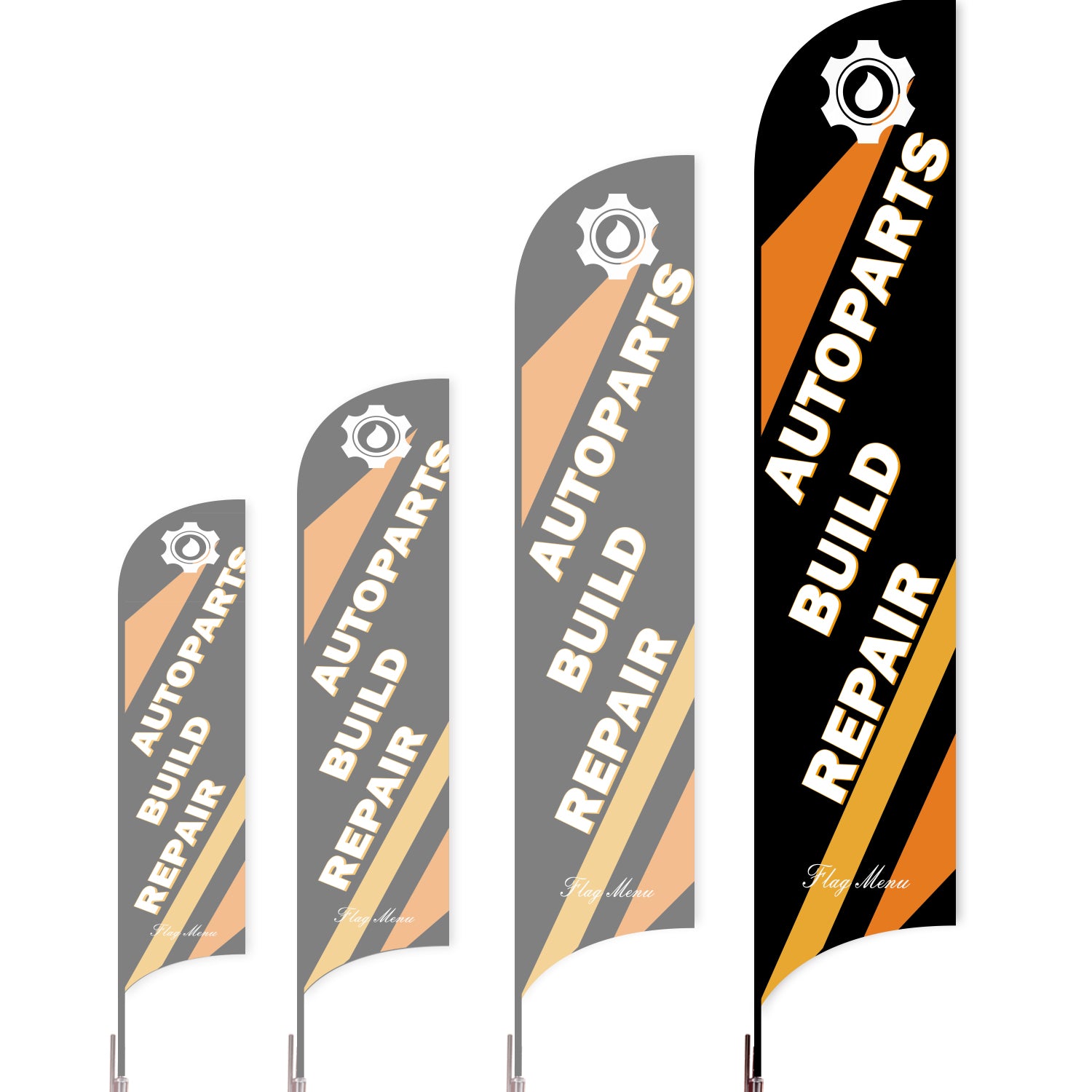 Sharkfin Flag - Doule Sided - Car Service-XL-Black-Flag Menu