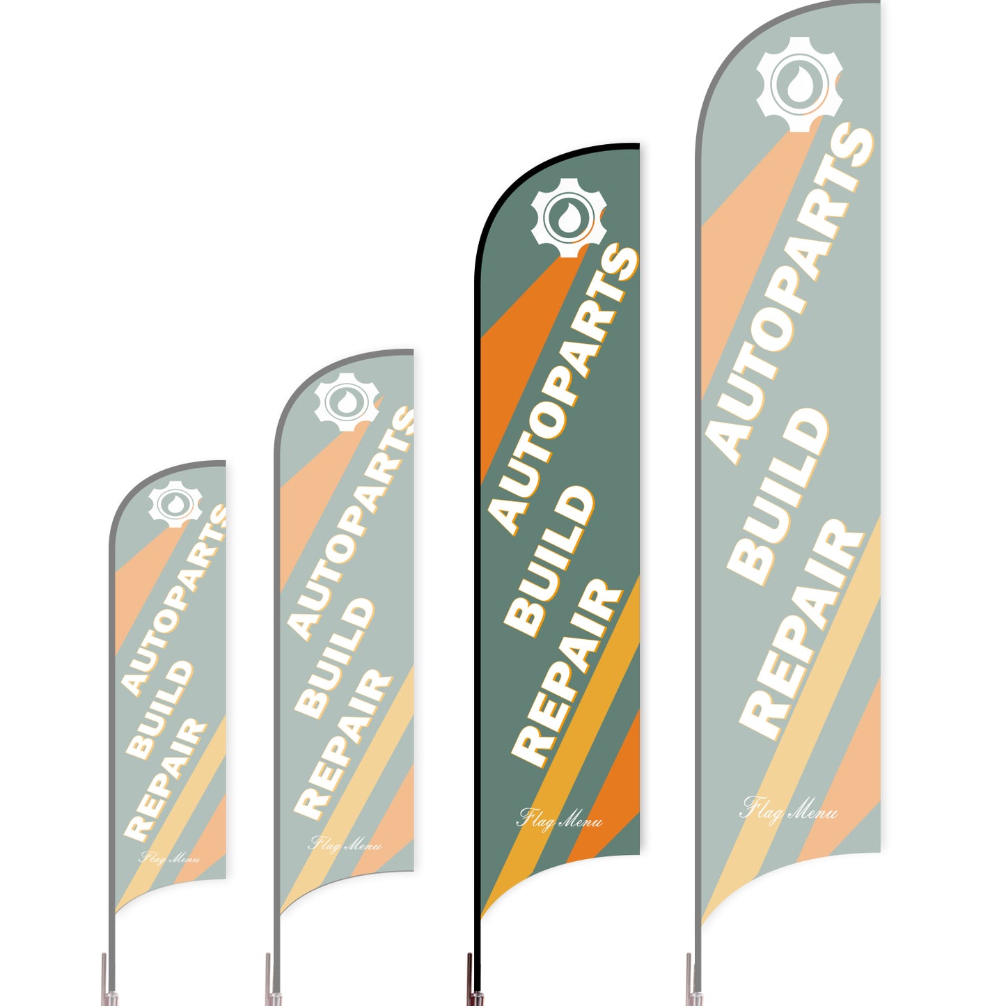 Sharkfin Flag - Doule Sided - Car Service-L(Suggestion)-Green A-Flag Menu