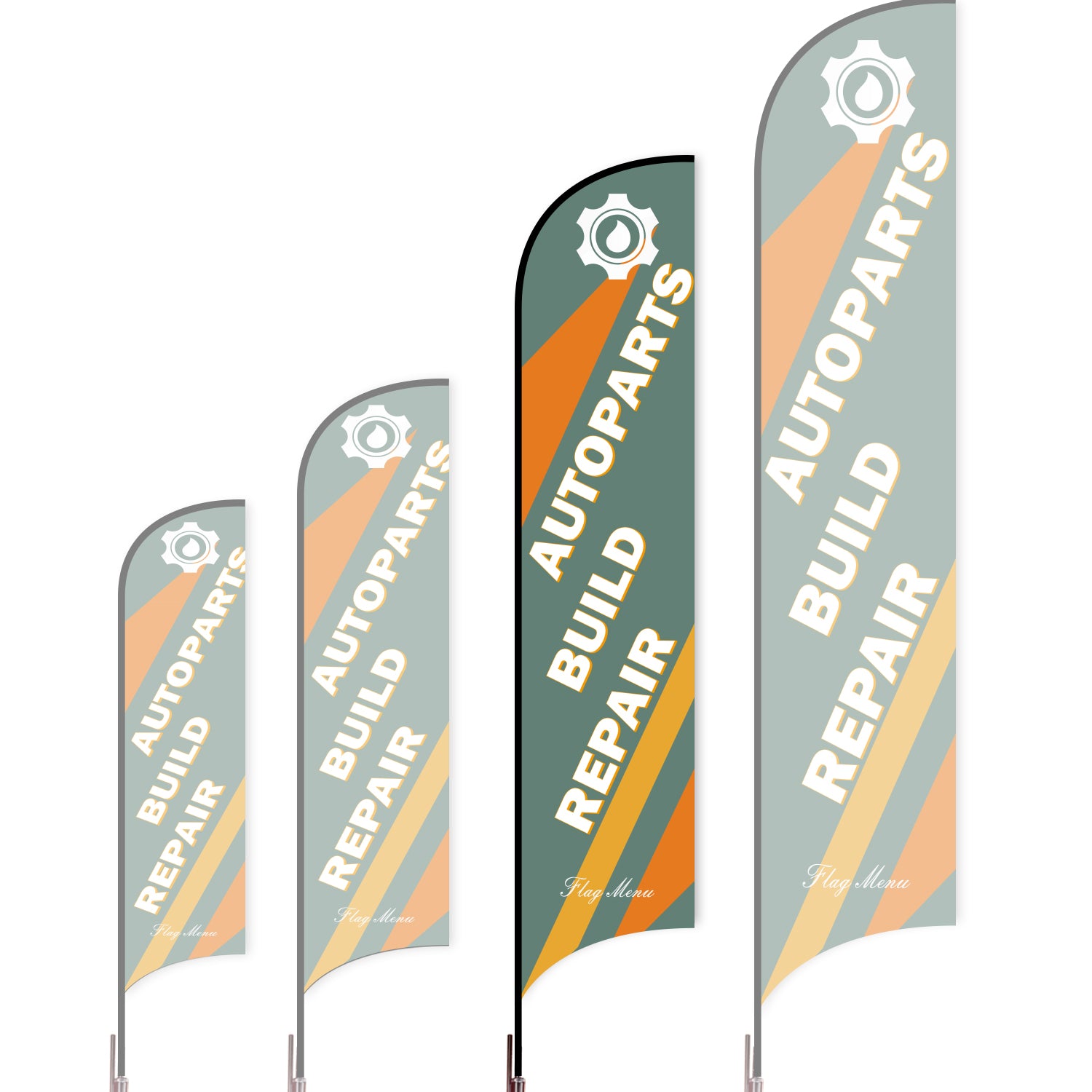 Sharkfin Flag - Doule Sided - Car Service-L(Suggestion)-Green A-Flag Menu