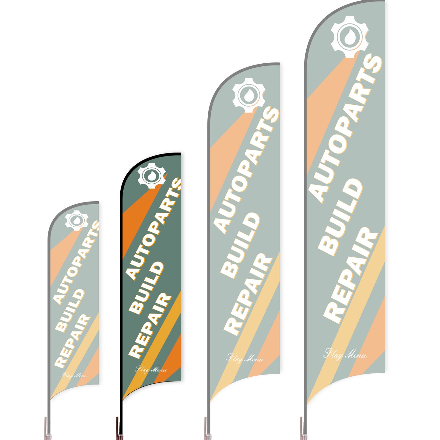Sharkfin Flag - Doule Sided - Car Service-M-Green A-Flag Menu