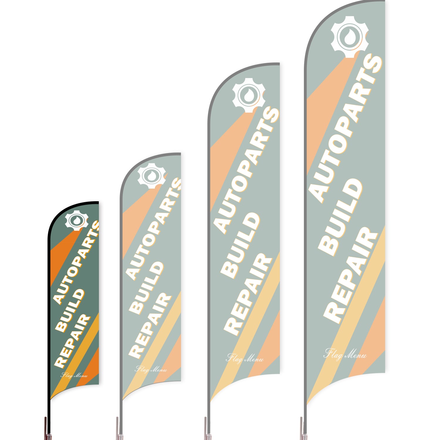 Sharkfin Flag - Doule Sided - Car Service-S-Green A-Flag Menu