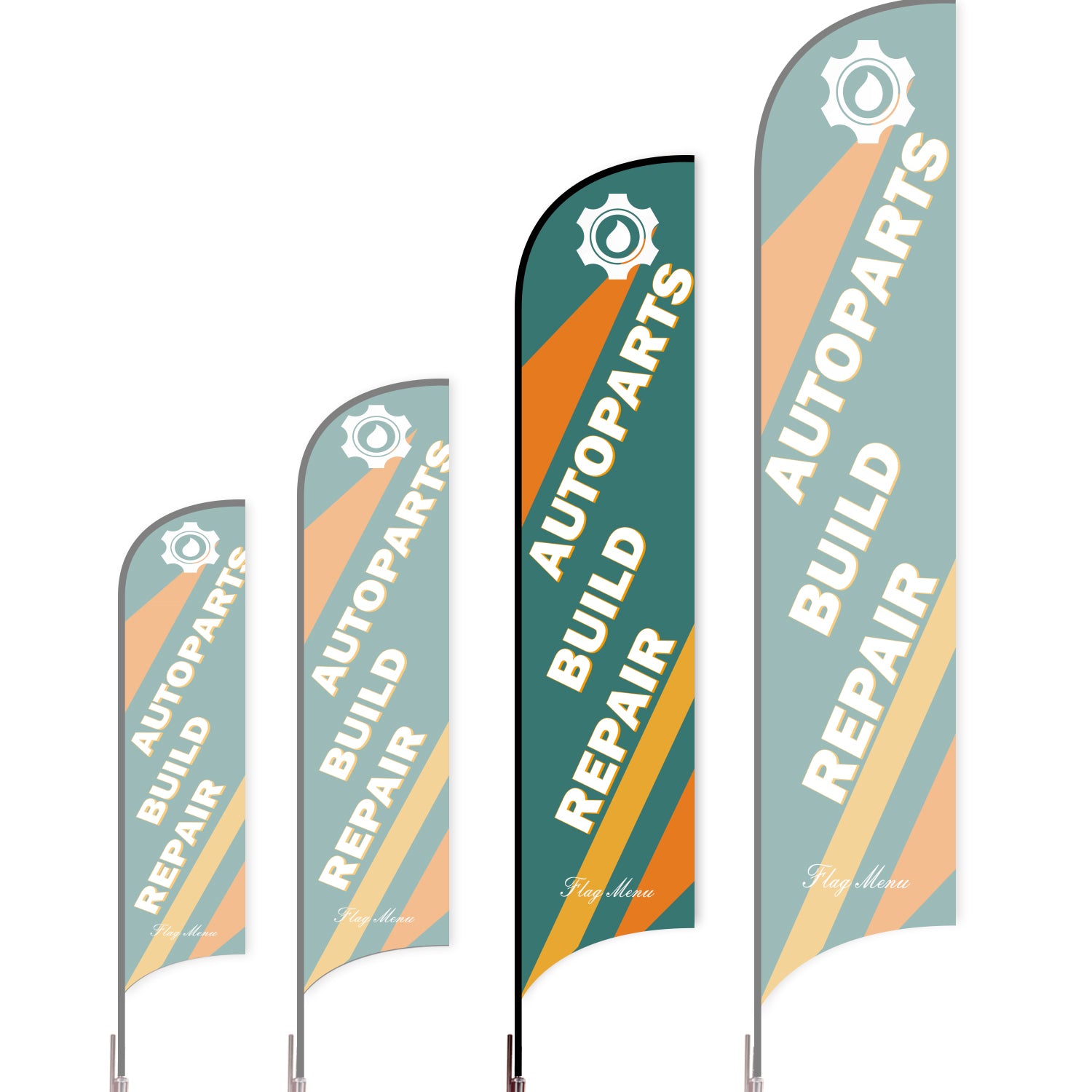 Sharkfin Flag - Doule Sided - Car Service-L(Suggestion)-Green B-Flag Menu