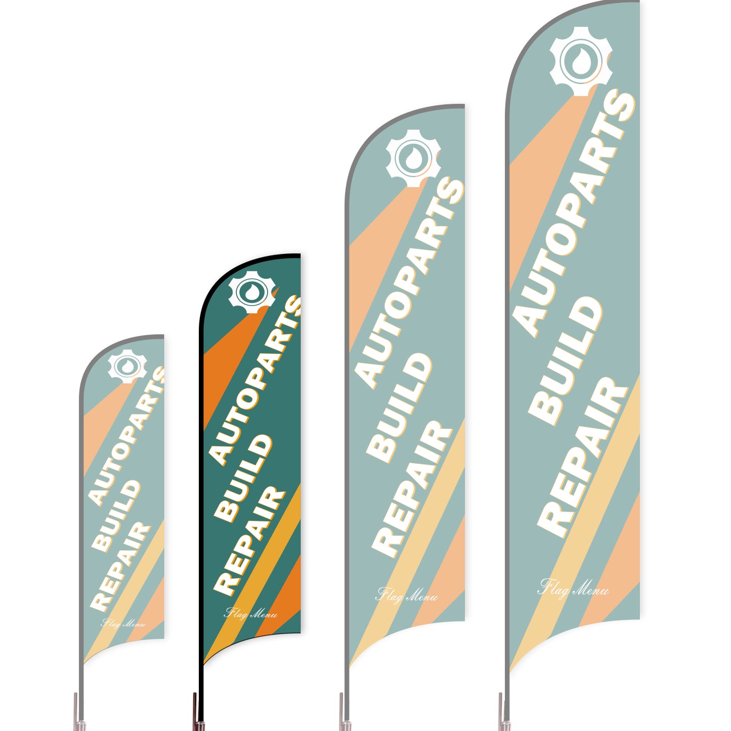 Sharkfin Flag - Doule Sided - Car Service-M-Green B-Flag Menu