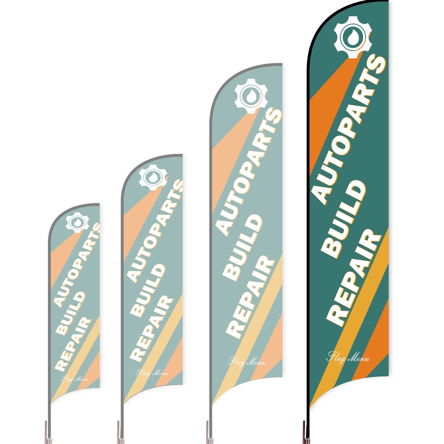 Sharkfin Flag - Doule Sided - Car Service-XL-Green B-Flag Menu