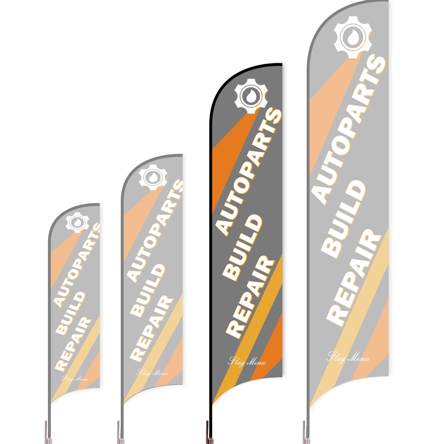 Sharkfin Flag - Doule Sided - Car Service-L(Suggestion)-Grey A-Flag Menu