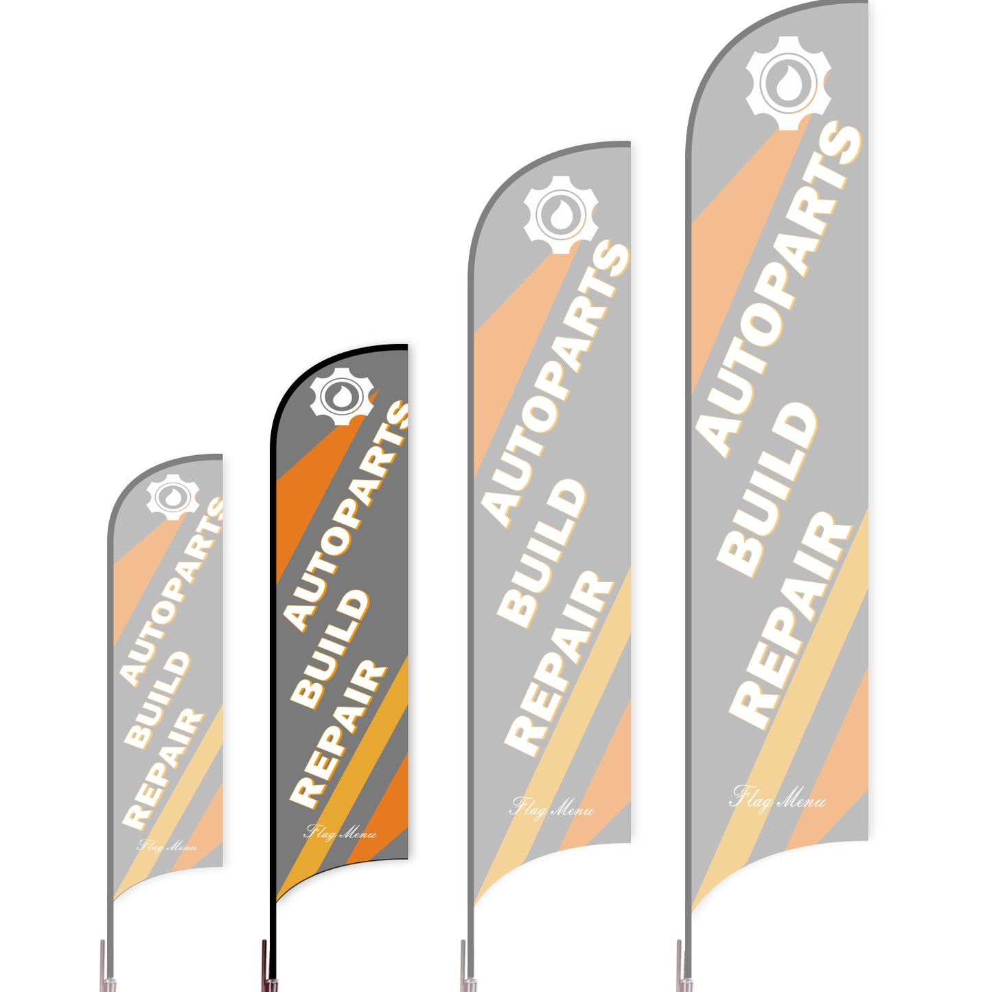 Sharkfin Flag - Doule Sided - Car Service-M-Grey A-Flag Menu