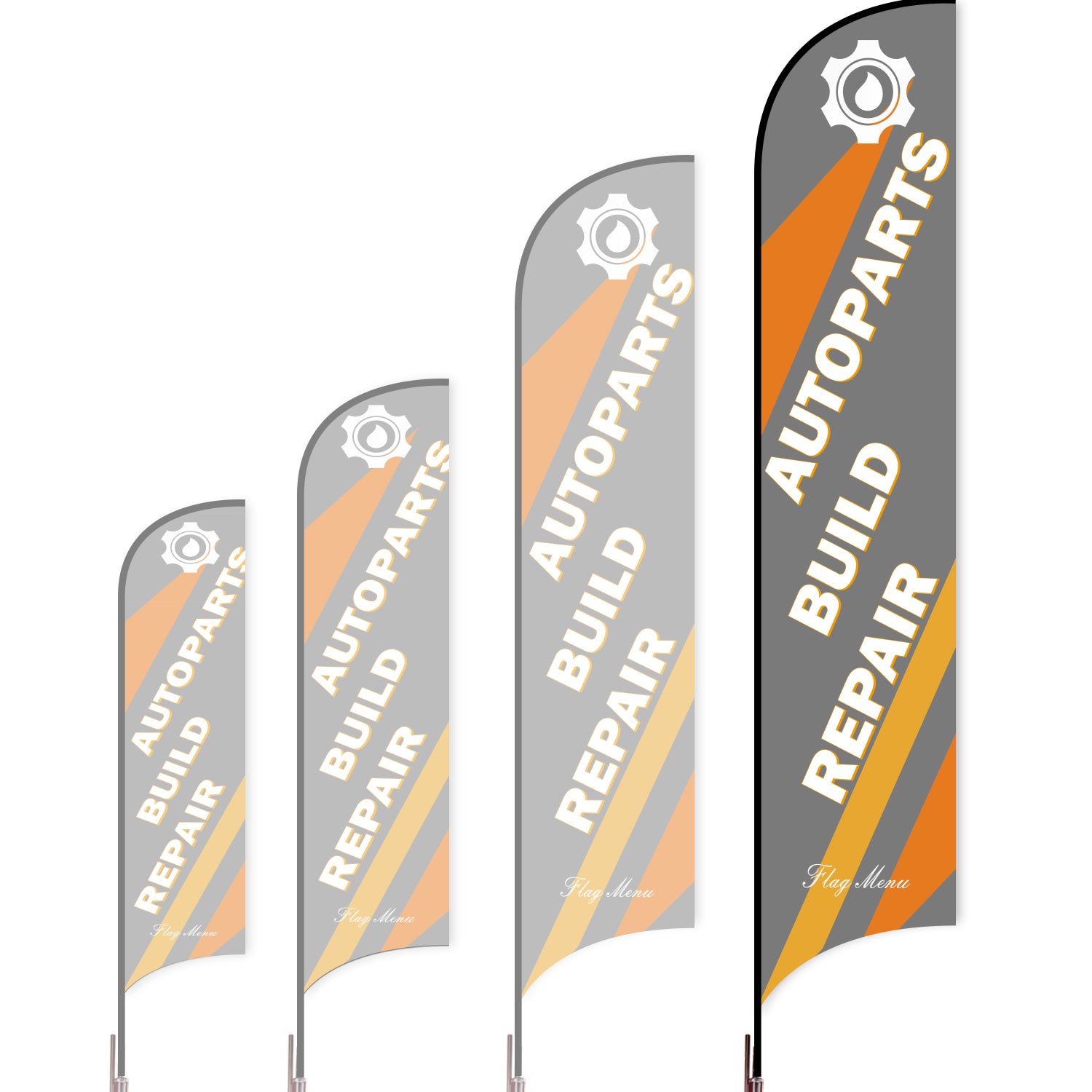 Sharkfin Flag - Doule Sided - Car Service-XL-Grey A-Flag Menu