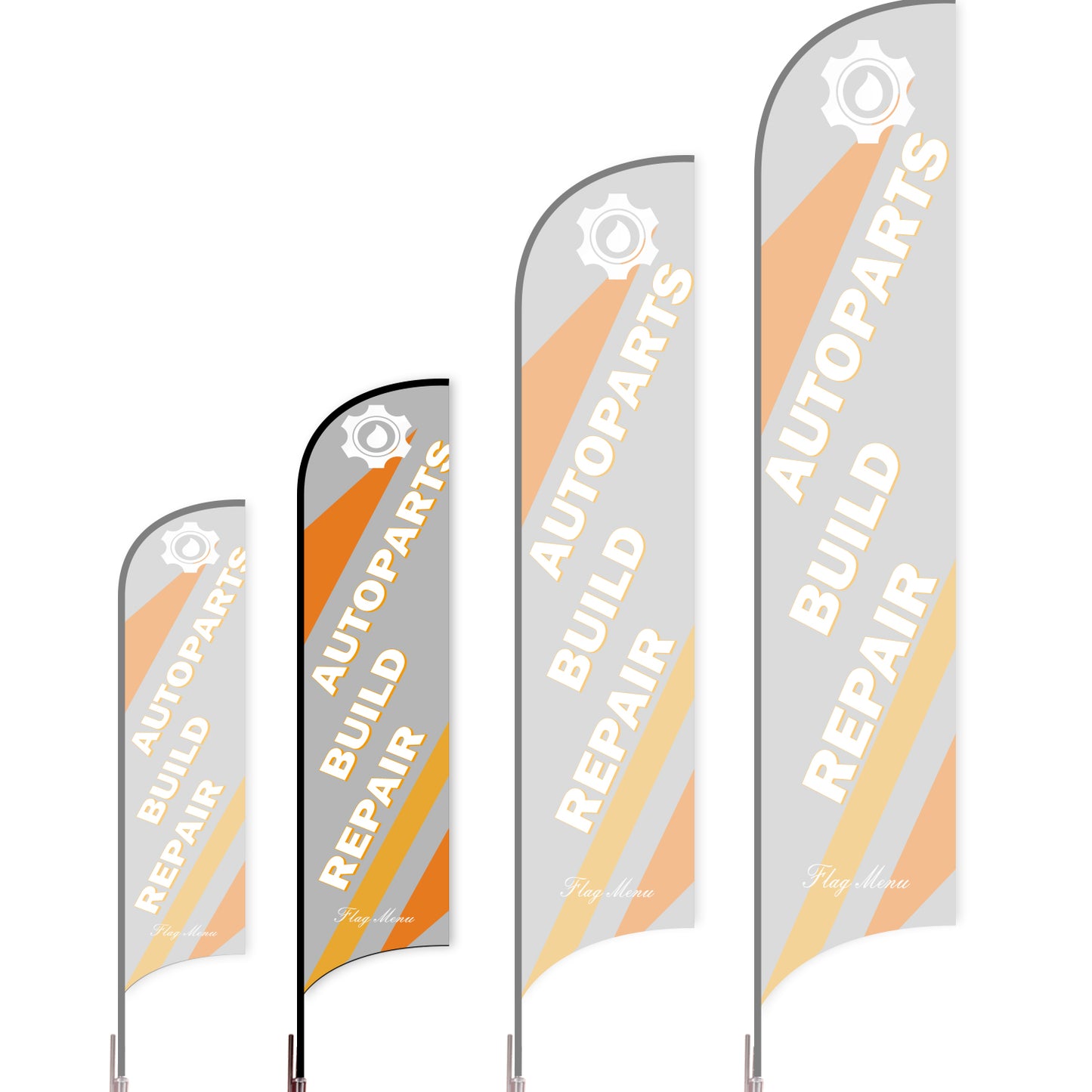 Sharkfin Flag - Doule Sided - Car Service-M-Grey B-Flag Menu