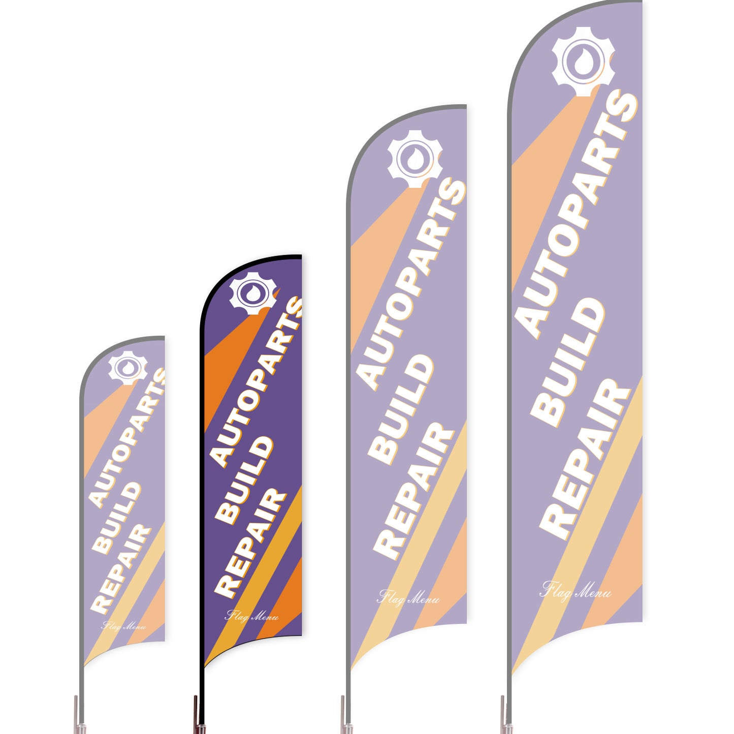 Sharkfin Flag - Doule Sided - Car Service-M-Purple-Flag Menu