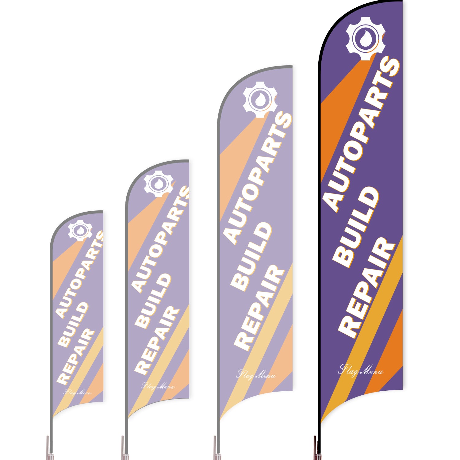 Sharkfin Flag - Doule Sided - Car Service-XL-Purple-Flag Menu
