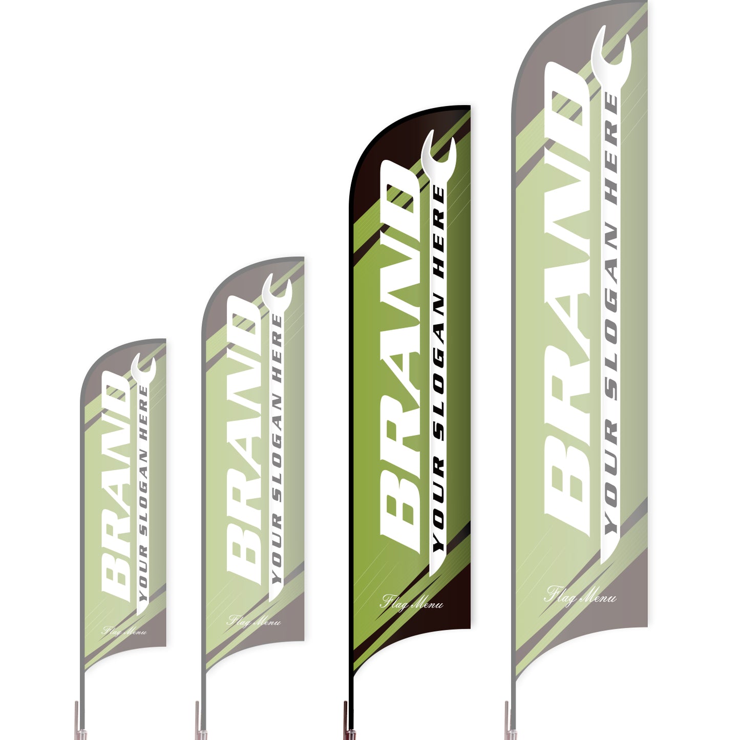 Sharkfin Flag - Doule Sided - Car Service-L(Suggestion)-Green-Flag Menu