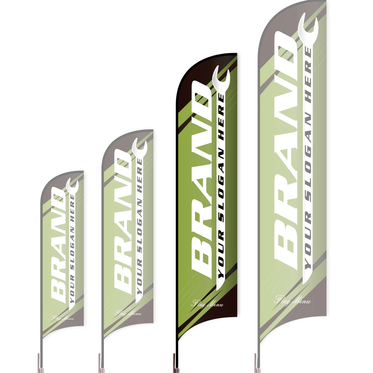 Sharkfin Flag - Doule Sided - Car Service-L(Suggestion)-Green-Flag Menu