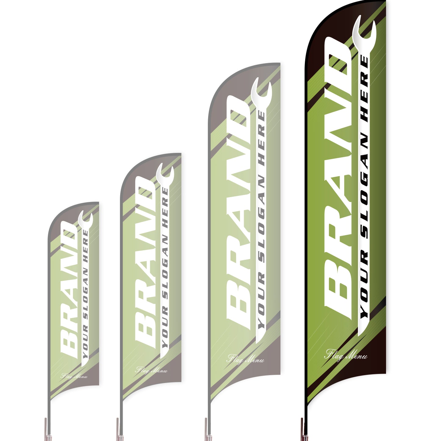 Sharkfin Flag - Doule Sided - Car Service-XL-Green-Flag Menu