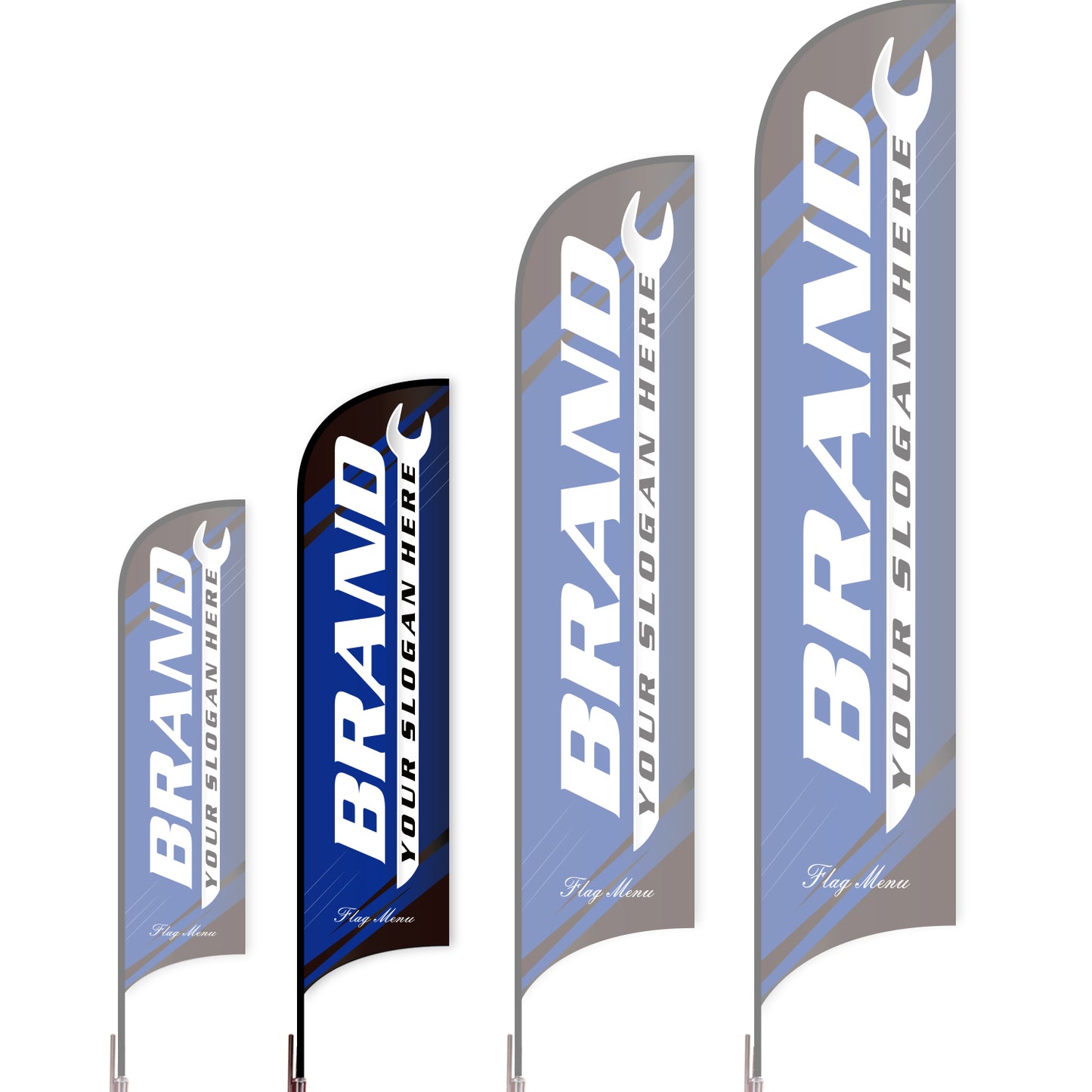 Sharkfin Flag - Doule Sided - Car Service-M-Blue-Flag Menu