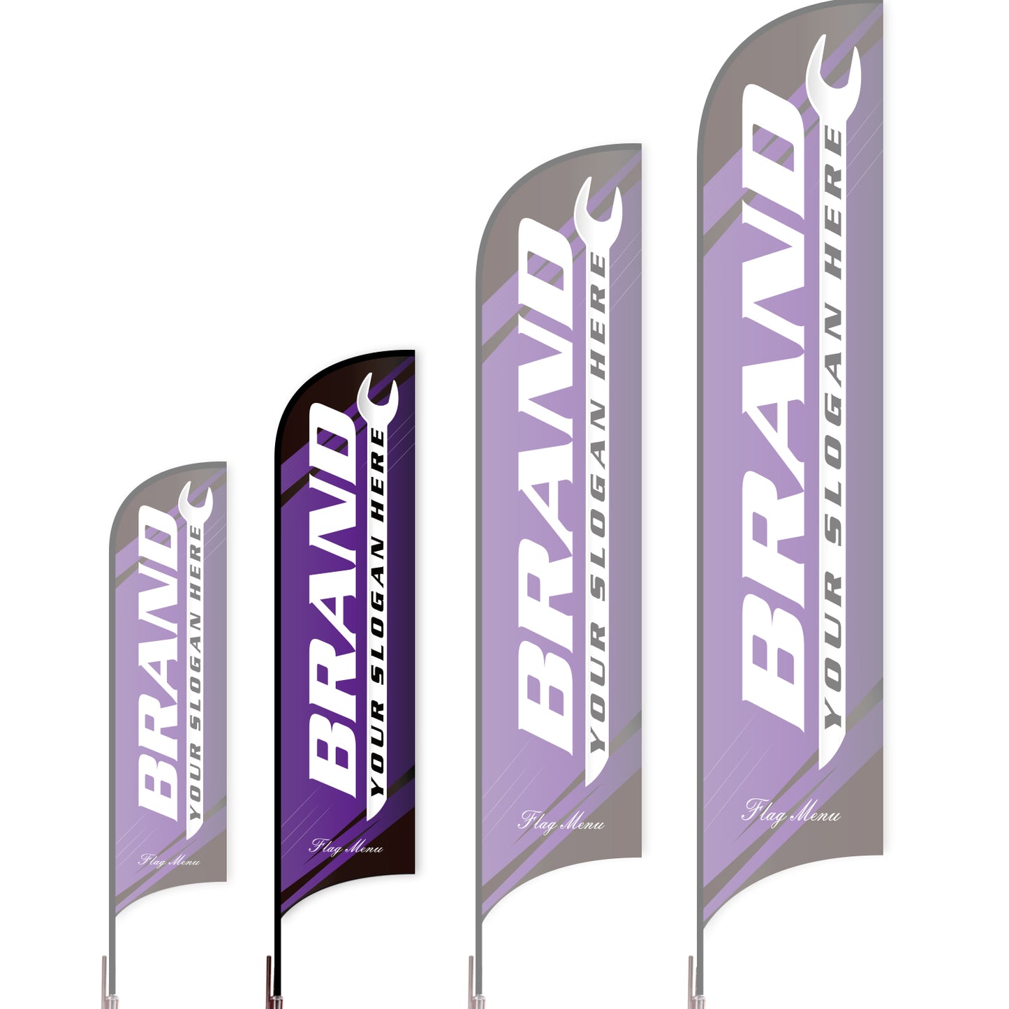 Sharkfin Flag - Doule Sided - Car Service-M-Purple-Flag Menu