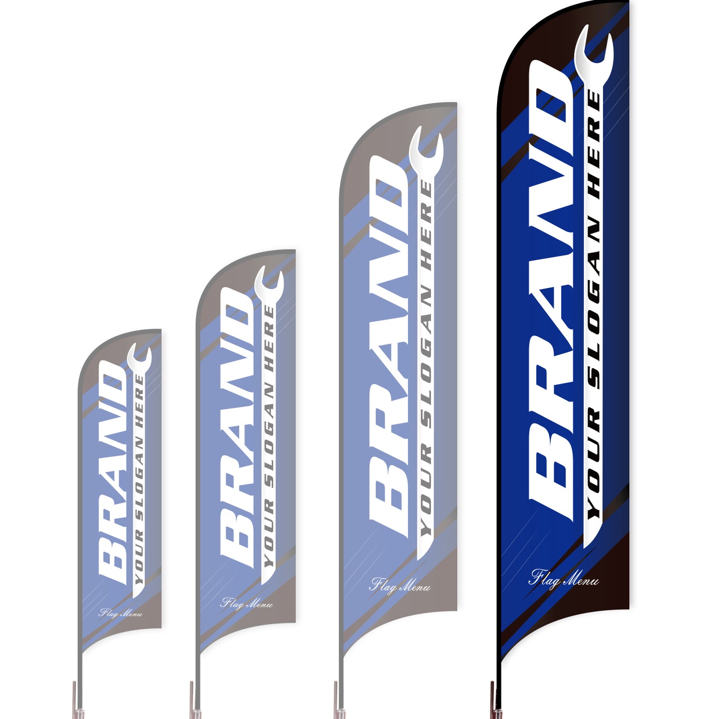Sharkfin Flag - Doule Sided - Car Service-XL-Blue-Flag Menu