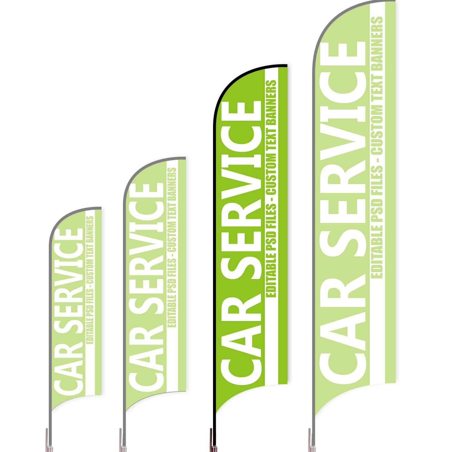Sharkfin Flag - Doule Sided - Car Service-L(Suggestion)-Green-Flag Menu