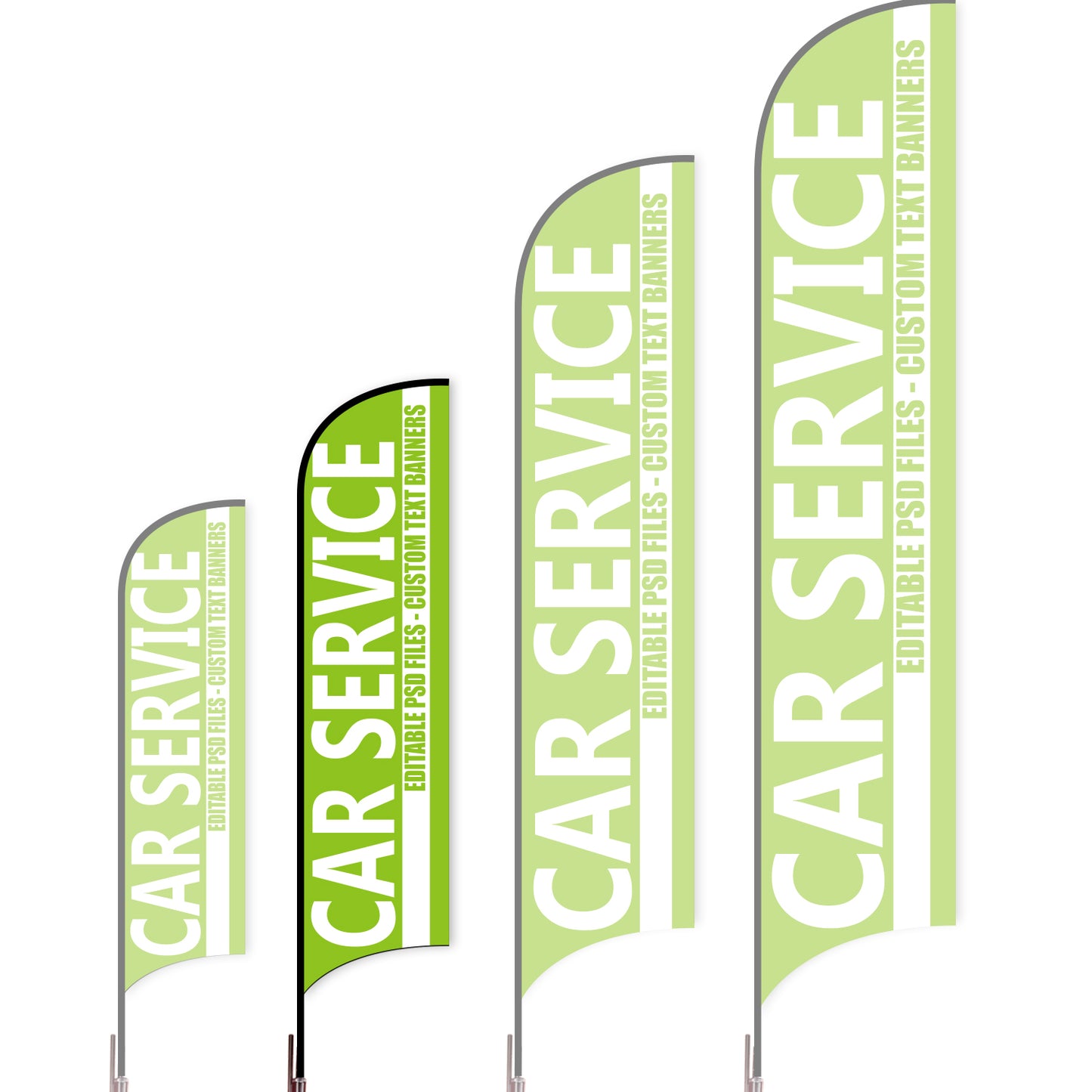 Sharkfin Flag - Doule Sided - Car Service-M-Green-Flag Menu